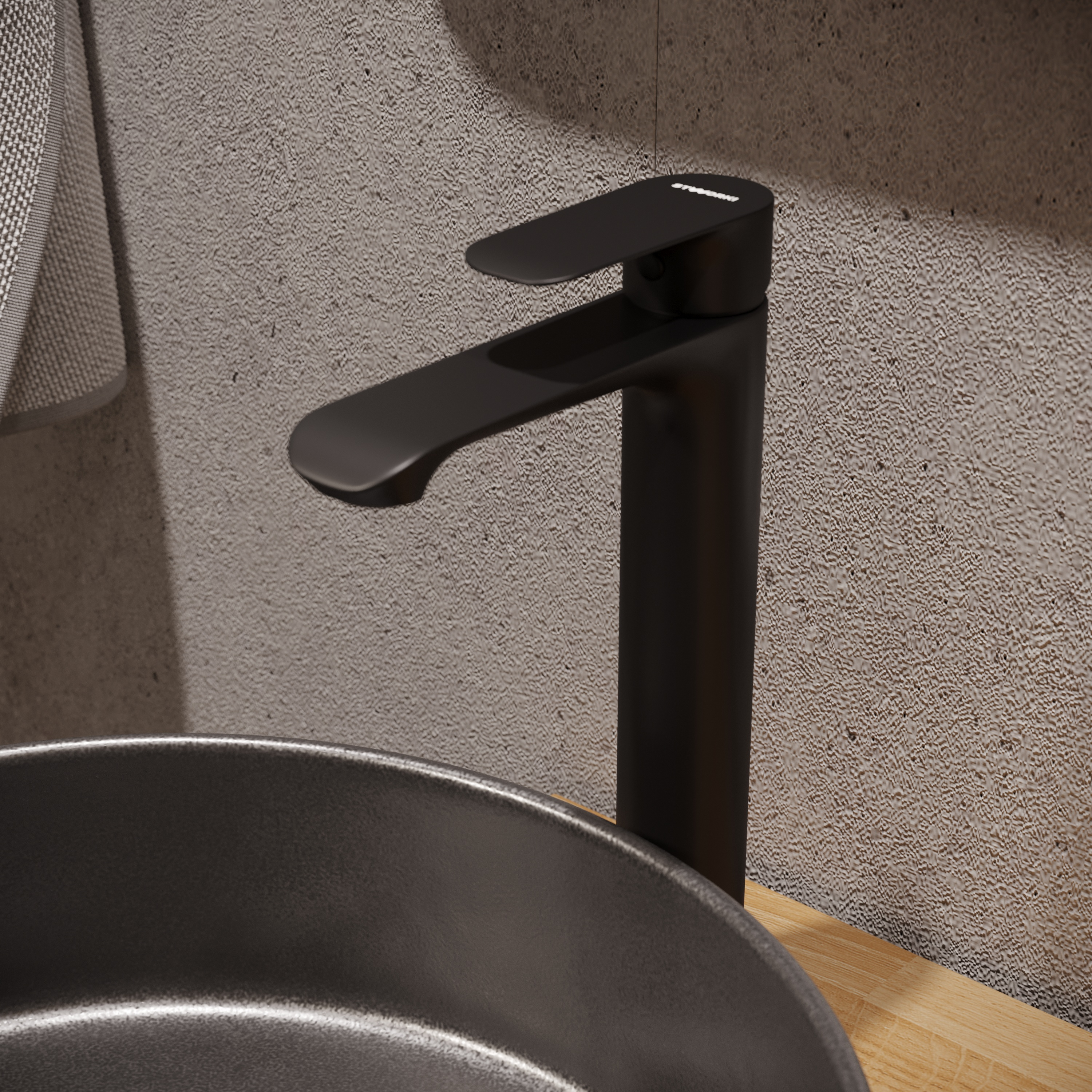 Комплект Смеситель STWORKI Копенгаген S42020BK черный + Сифон SD-001BK черный матовый + Донный клапан SW-001BK черный матовый