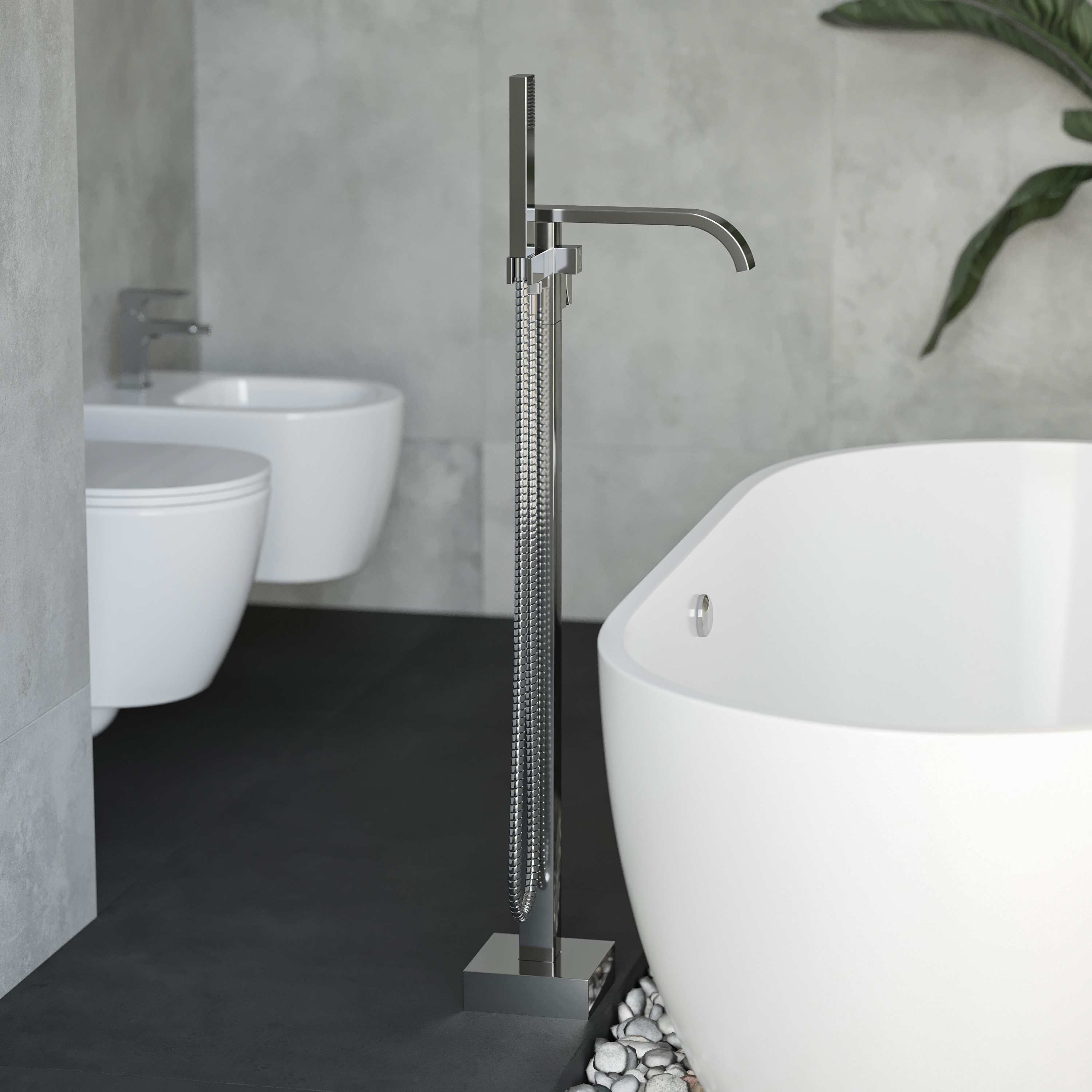 Напольный смеситель для ванны с душем STWORKI Эстерсунд S31080CR С ВНУТРЕННЕЙ ЧАСТЬЮ, хром