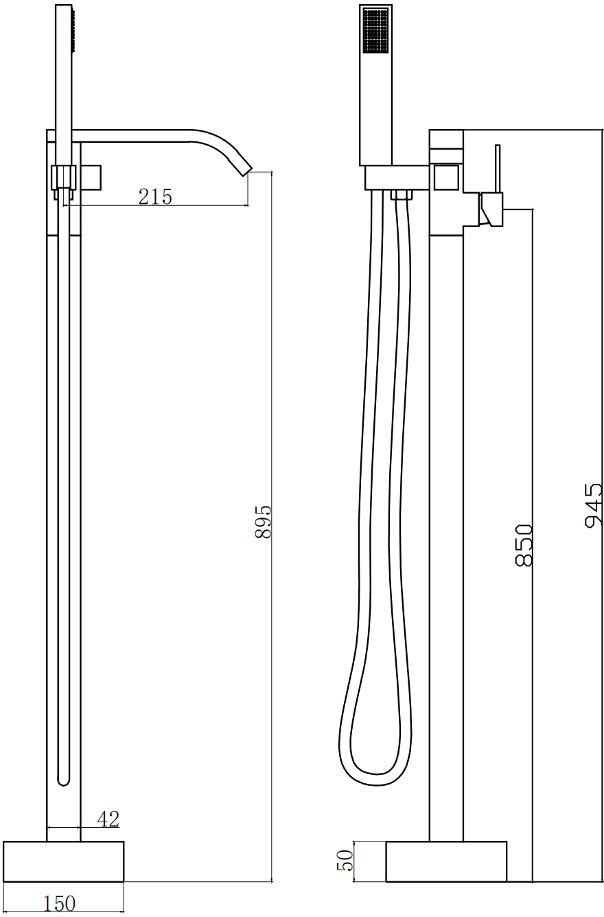 Напольный смеситель для ванны с душем STWORKI Эстерсунд S31080BK С ВНУТРЕННЕЙ ЧАСТЬЮ, матовый черный купить в Тамбове