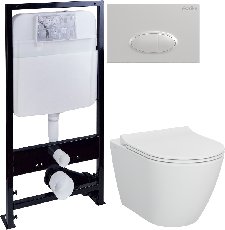 Комплект 4 в 1 Унитаз подвесной STWORKI Молде 7551N003-7700 безободковый + Крышка 801-003-019 с микролифтом + Инсталляция EWRIKA ProLT 0026-2020 + Кнопка 0052
