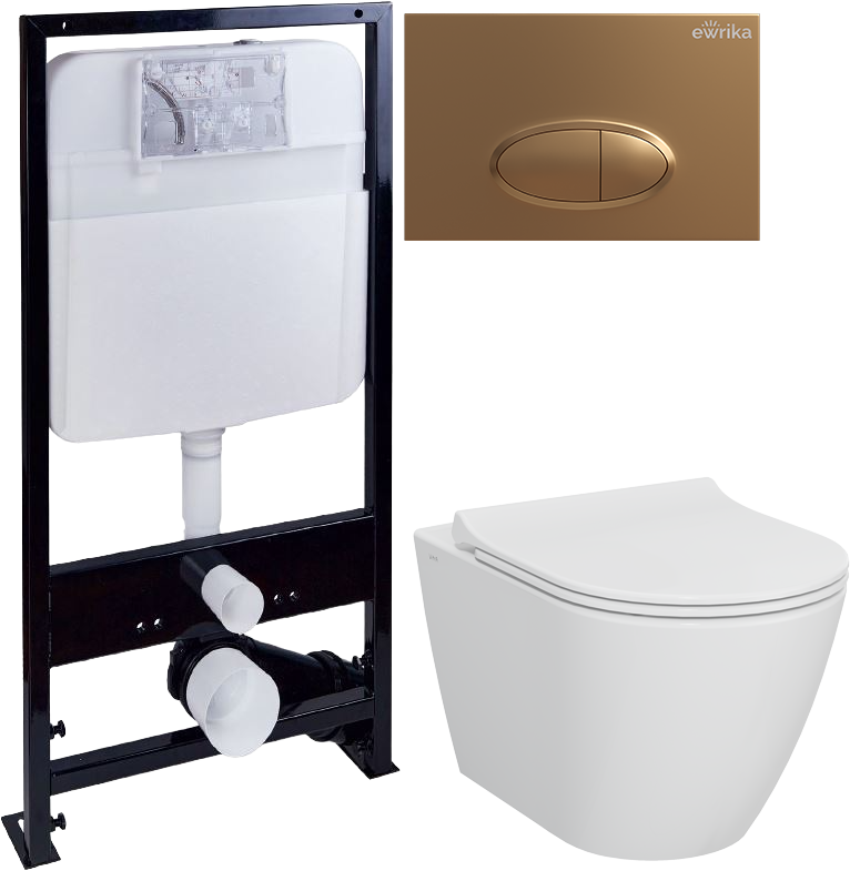 Комплект 4 в 1 Унитаз подвесной STWORKI Молде 7551N003-7700 безободковый + Крышка 801-003-019 с микролифтом + Инсталляция EWRIKA ProLT 0026-2020 + Кнопка 0053