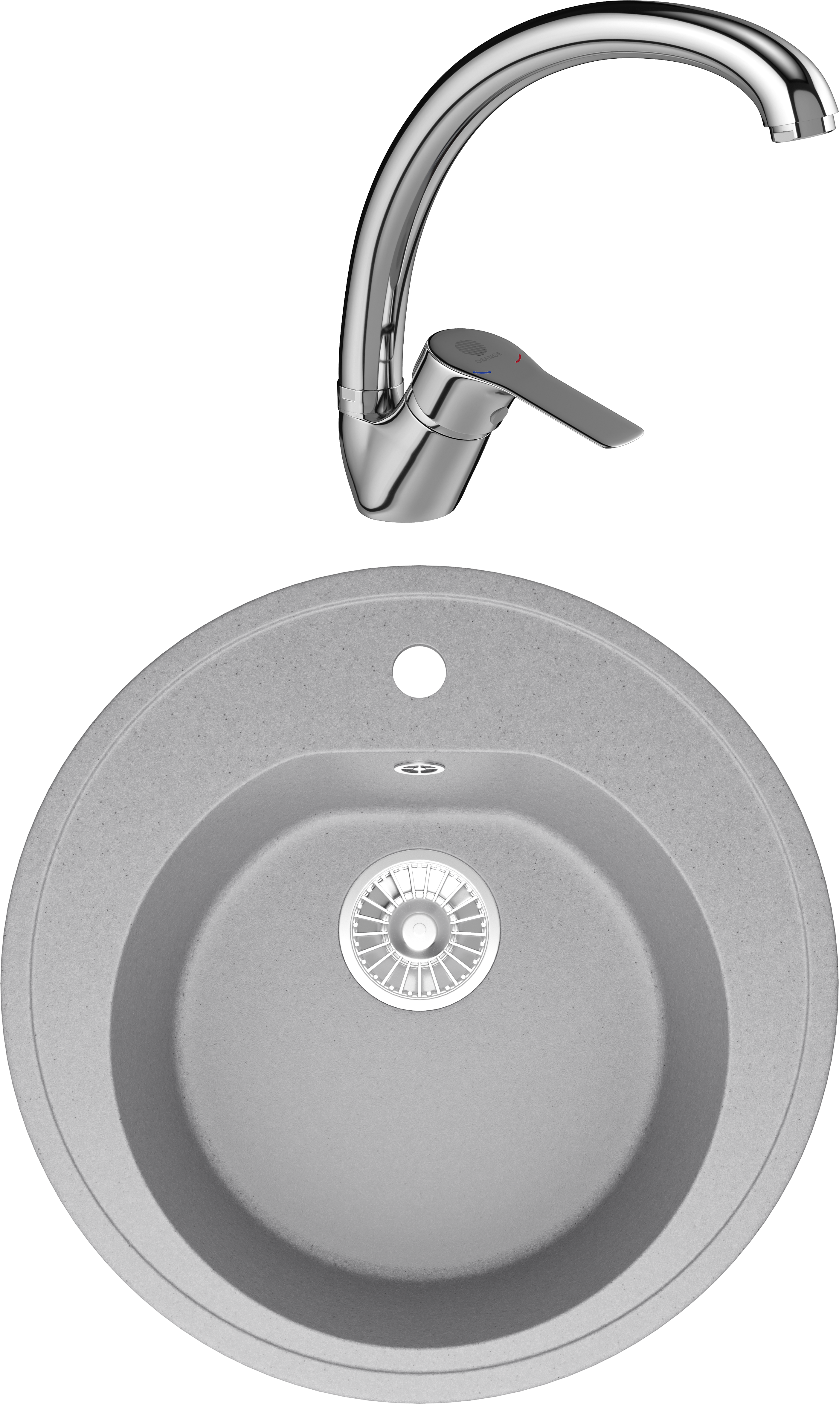 Комплект Мойка Domaci Болонья М-03-006 светло-серая + Смеситель Равенна D45-002cr