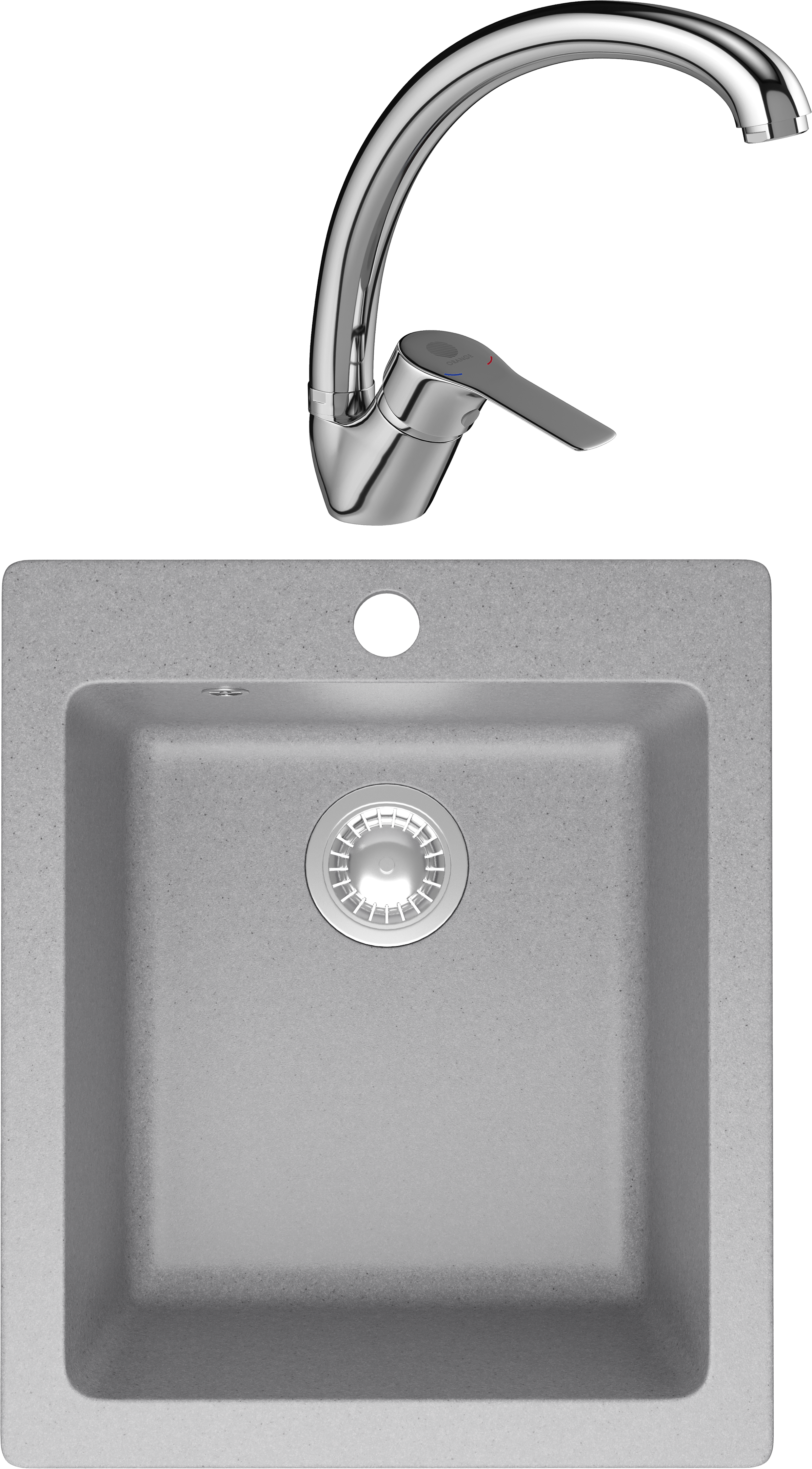 Комплект Мойка Domaci Болонья М-08-006 светло-серая + Смеситель Равенна D45-002cr