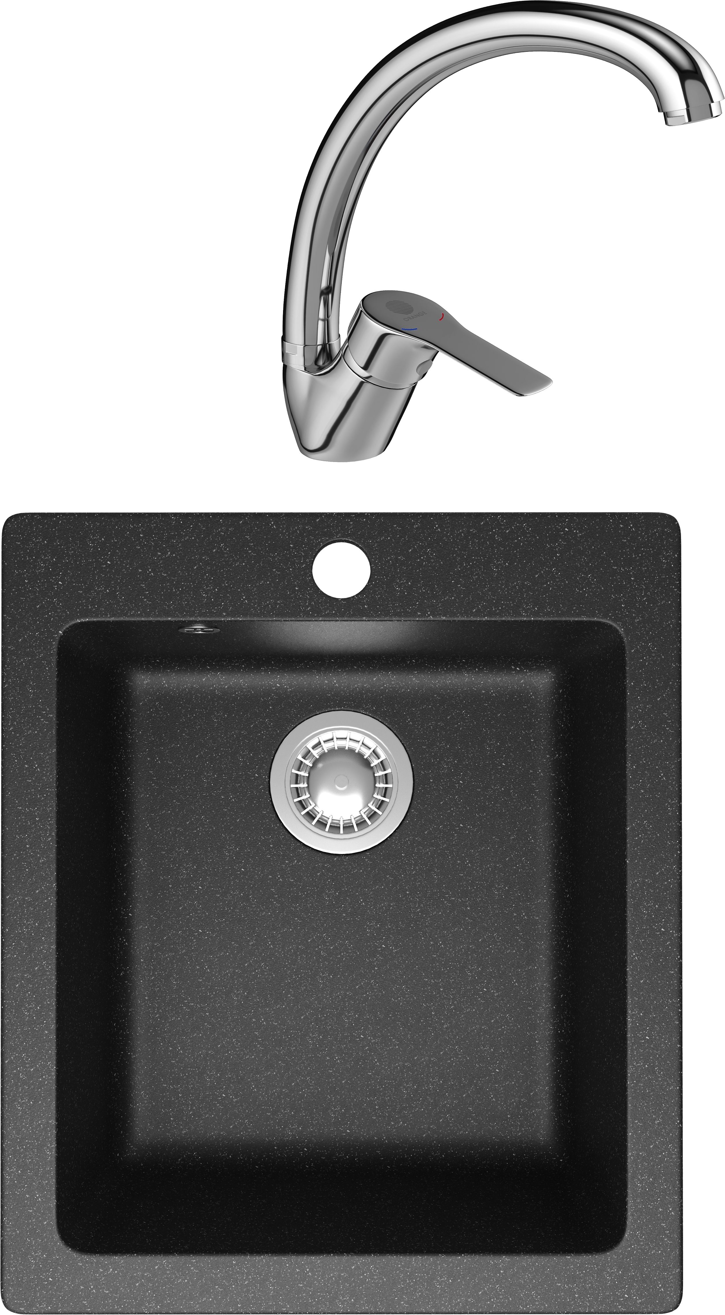Комплект Мойка Domaci Болонья М-08-007 антрацит + Смеситель Равенна D45-002cr