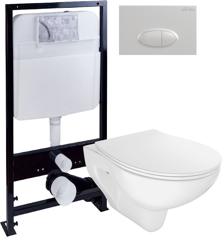 Комплект 4 в 1 Унитаз подвесной STWORKI Хедмарк 3510 безободковый + Крышка Smart 0302 быстросъемное, с микролифтом + Инсталляция EWRIKA ProLT 0026-2020 + Кнопка 0052