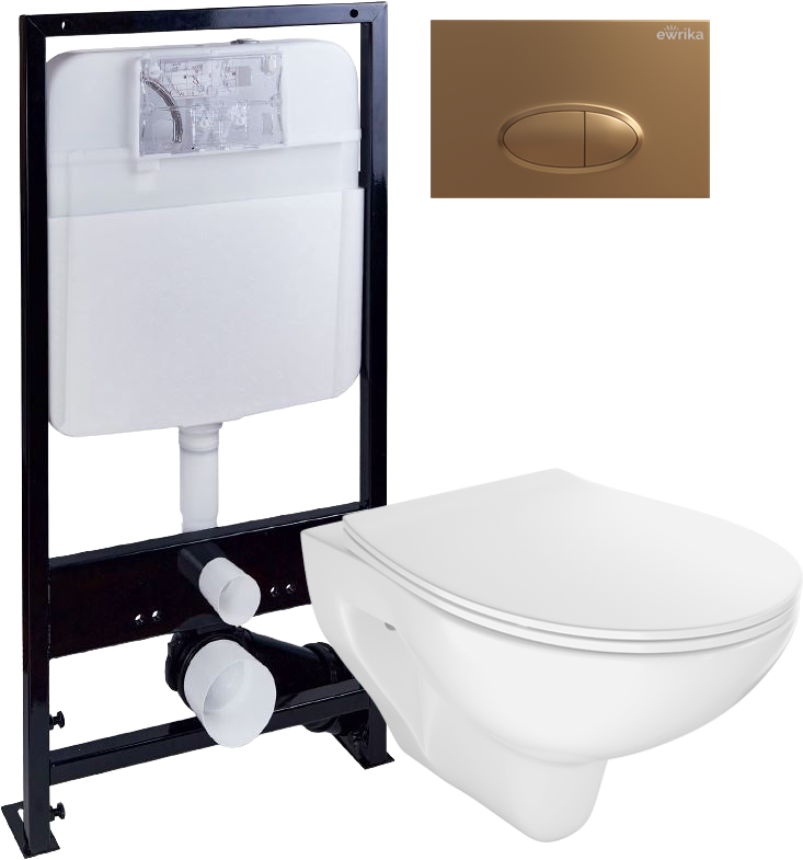 Комплект 4 в 1 Унитаз подвесной STWORKI Хедмарк 3510 безободковый + Крышка Smart 0302 быстросъемное, с микролифтом + Инсталляция EWRIKA ProLT 0026-2020 + Кнопка 0053