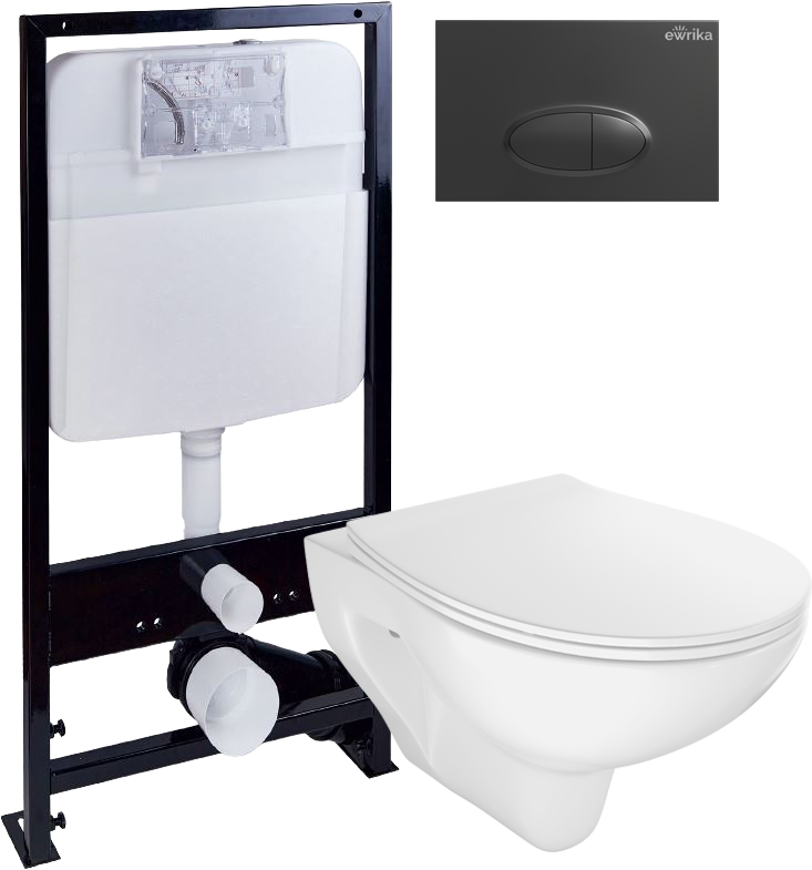 Комплект 4 в 1 Унитаз подвесной STWORKI Хедмарк 3510 безободковый + Крышка Smart 0302 быстросъемное, с микролифтом + Инсталляция EWRIKA ProLT 0026-2020 + Кнопка 0054