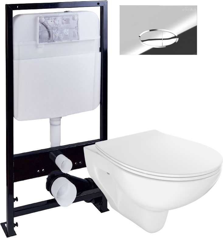 Комплект 4 в 1 Унитаз подвесной STWORKI Хедмарк 3510 безободковый + Крышка Smart 0302 быстросъемное, с микролифтом + Инсталляция EWRIKA ProLT 0026-2020 + Кнопка 0051