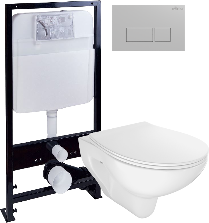 Комплект 4 в 1 Унитаз подвесной STWORKI Хедмарк 3510 безободковый + Крышка Smart 0302 быстросъемное, с микролифтом + Инсталляция EWRIKA ProLT 0026-2020 + Кнопка 0040
