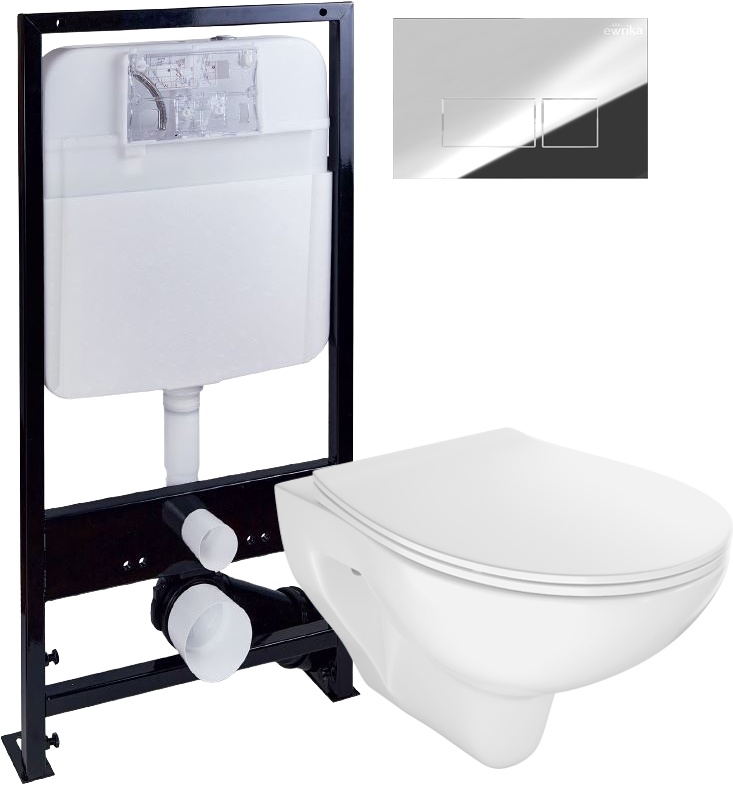 Комплект 4 в 1 Унитаз подвесной STWORKI Хедмарк 3510 безободковый + Крышка Smart 0302 быстросъемное, с микролифтом + Инсталляция EWRIKA ProLT 0026-2020 + Кнопка 0041
