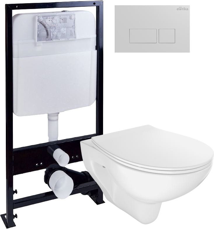 Комплект 4 в 1 Унитаз подвесной STWORKI Хедмарк 3510 безободковый + Крышка Smart 0302 быстросъемное, с микролифтом + Инсталляция EWRIKA ProLT 0026-2020 + Кнопка 0042