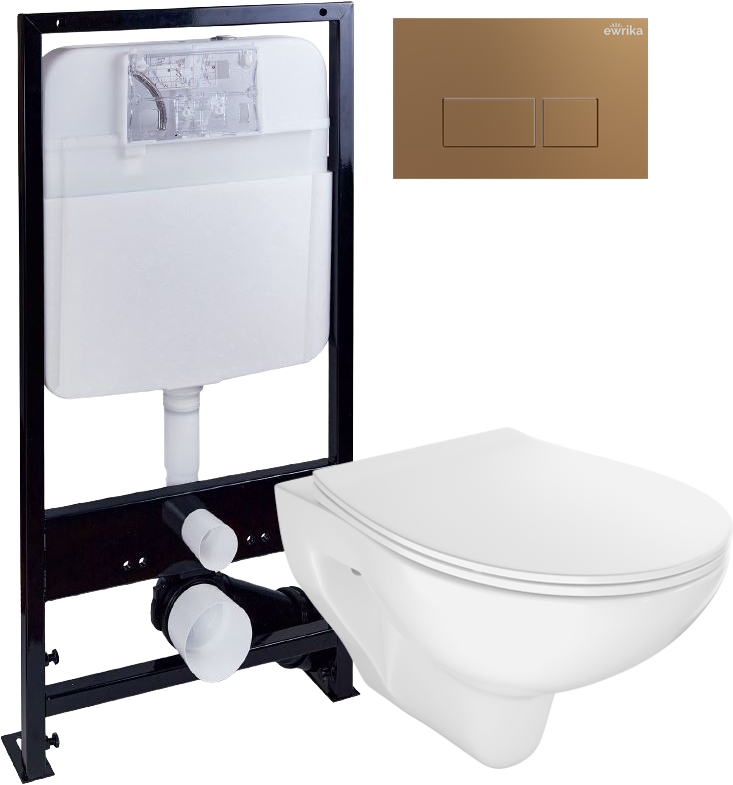 Комплект 4 в 1 Унитаз подвесной STWORKI Хедмарк 3510 безободковый + Крышка Smart 0302 быстросъемное, с микролифтом + Инсталляция EWRIKA ProLT 0026-2020 + Кнопка 0043