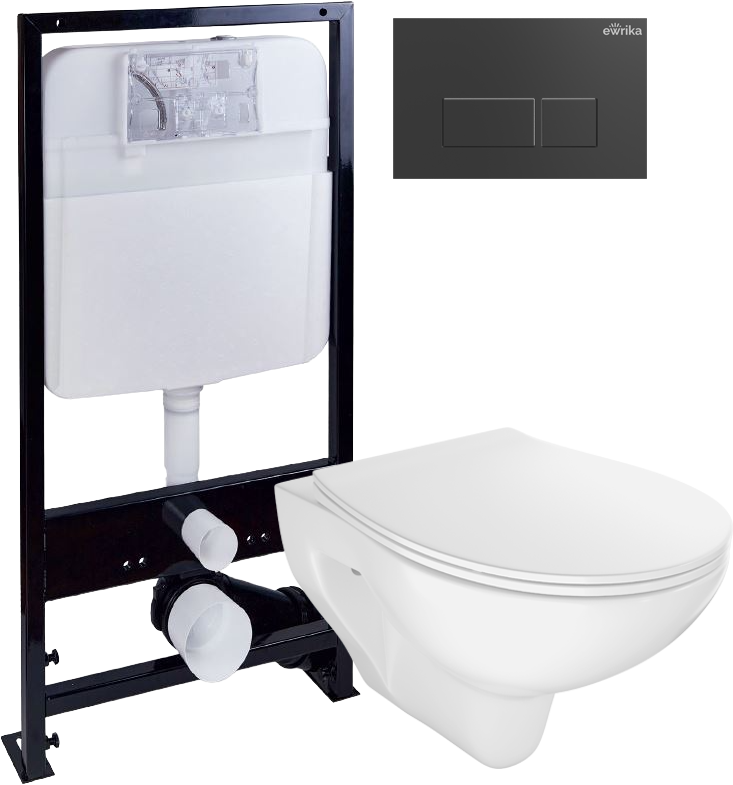 Комплект 4 в 1 Унитаз подвесной STWORKI Хедмарк 3510 безободковый + Крышка Smart 0302 быстросъемное, с микролифтом + Инсталляция EWRIKA ProLT 0026-2020 + Кнопка 0044