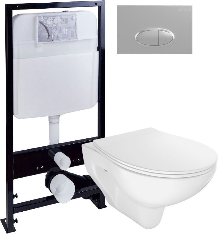 Комплект 4 в 1 Унитаз подвесной STWORKI Хедмарк 3510 безободковый + Крышка Smart 0302 быстросъемное, с микролифтом + Инсталляция EWRIKA ProLT 0026-2020 + Кнопка 0050