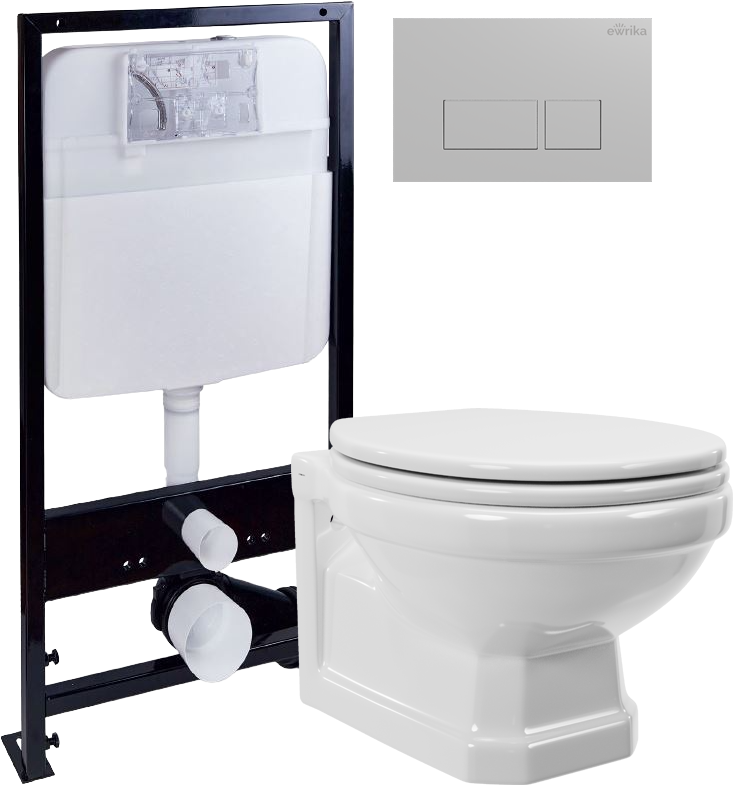 Комплект Унитаз подвесной STWORKI Драммен HDC609WH с микролифтом + Инсталляция EWRIKA ProLT 0026-2020 + Кнопка 0040 хром матовый