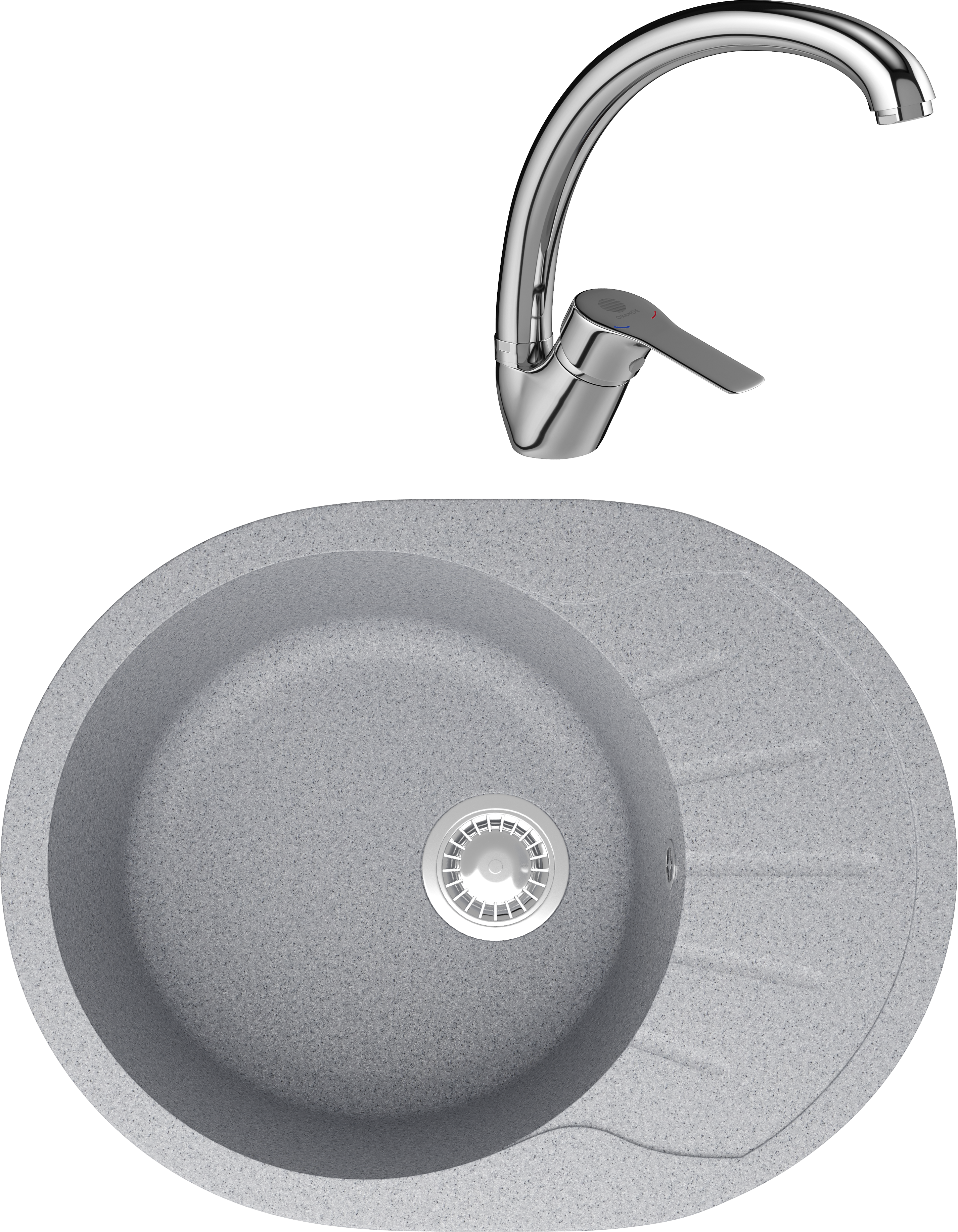 Комплект Мойка Domaci Болонья М-10-005 серая + Смеситель Равенна D45-002cr