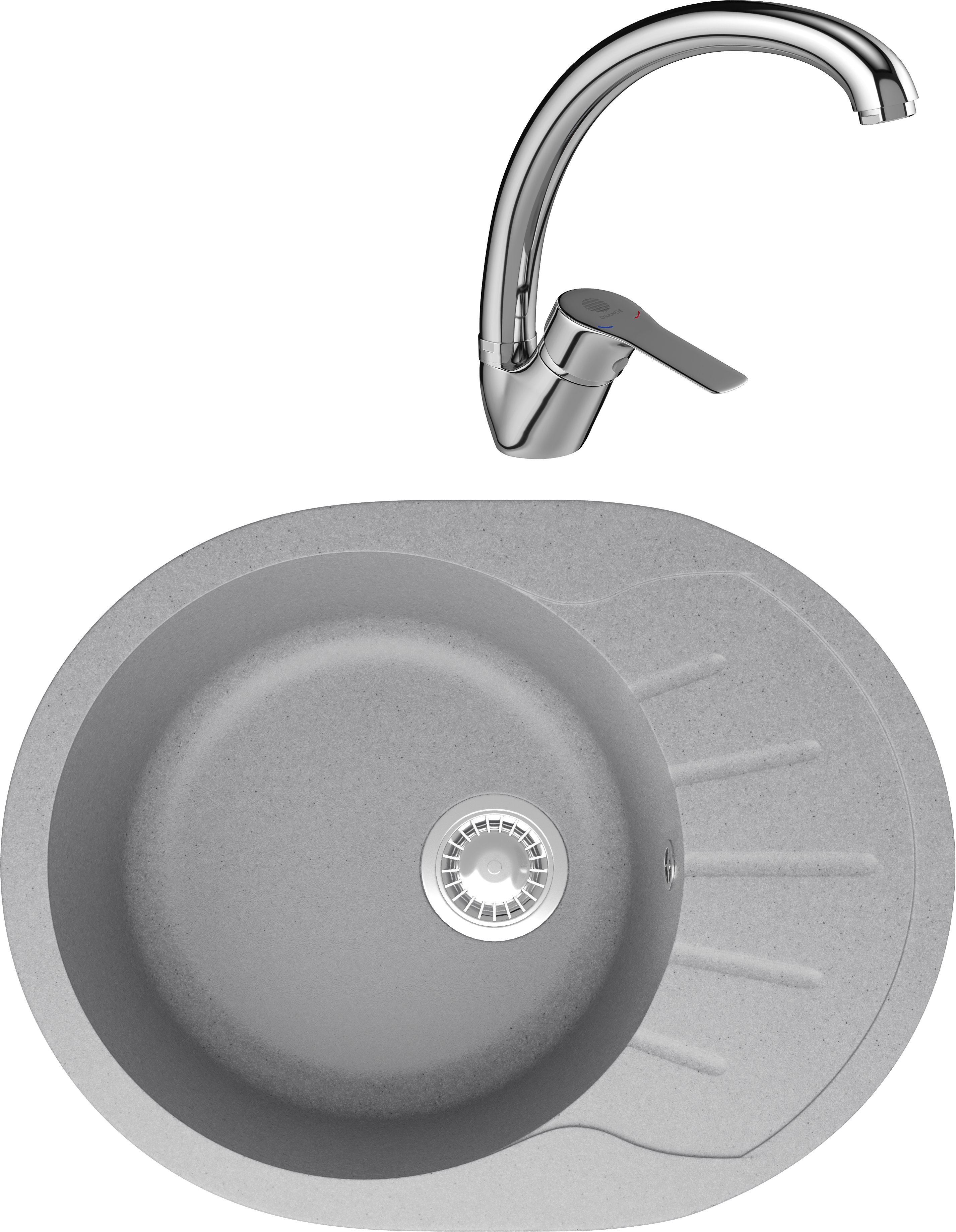 Комплект Мойка Domaci Болонья М-10-006 светло-серая + Смеситель Равенна D45-002cr