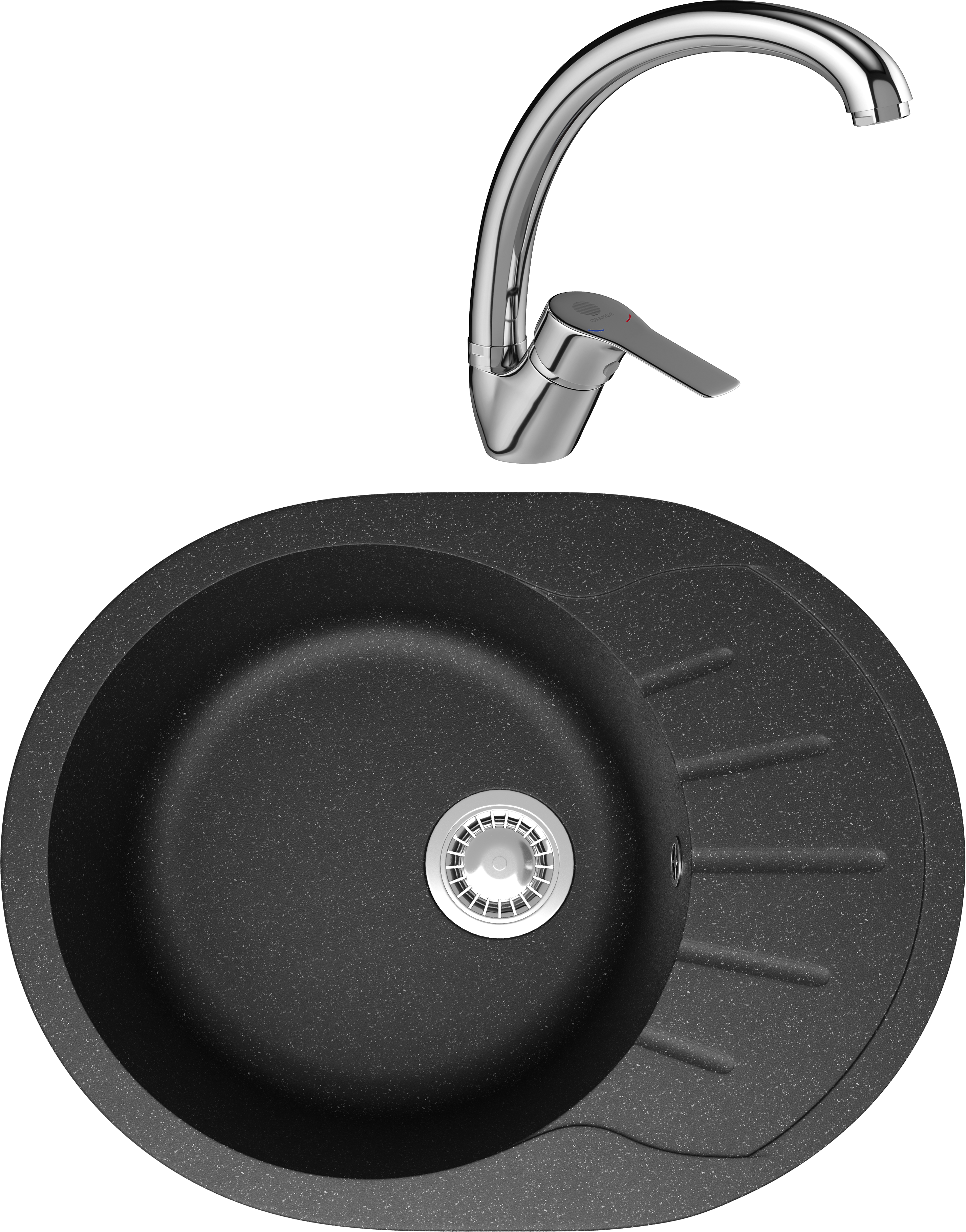 Комплект Мойка Domaci Болонья М-10-007 антрацит + Смеситель Равенна D45-002cr