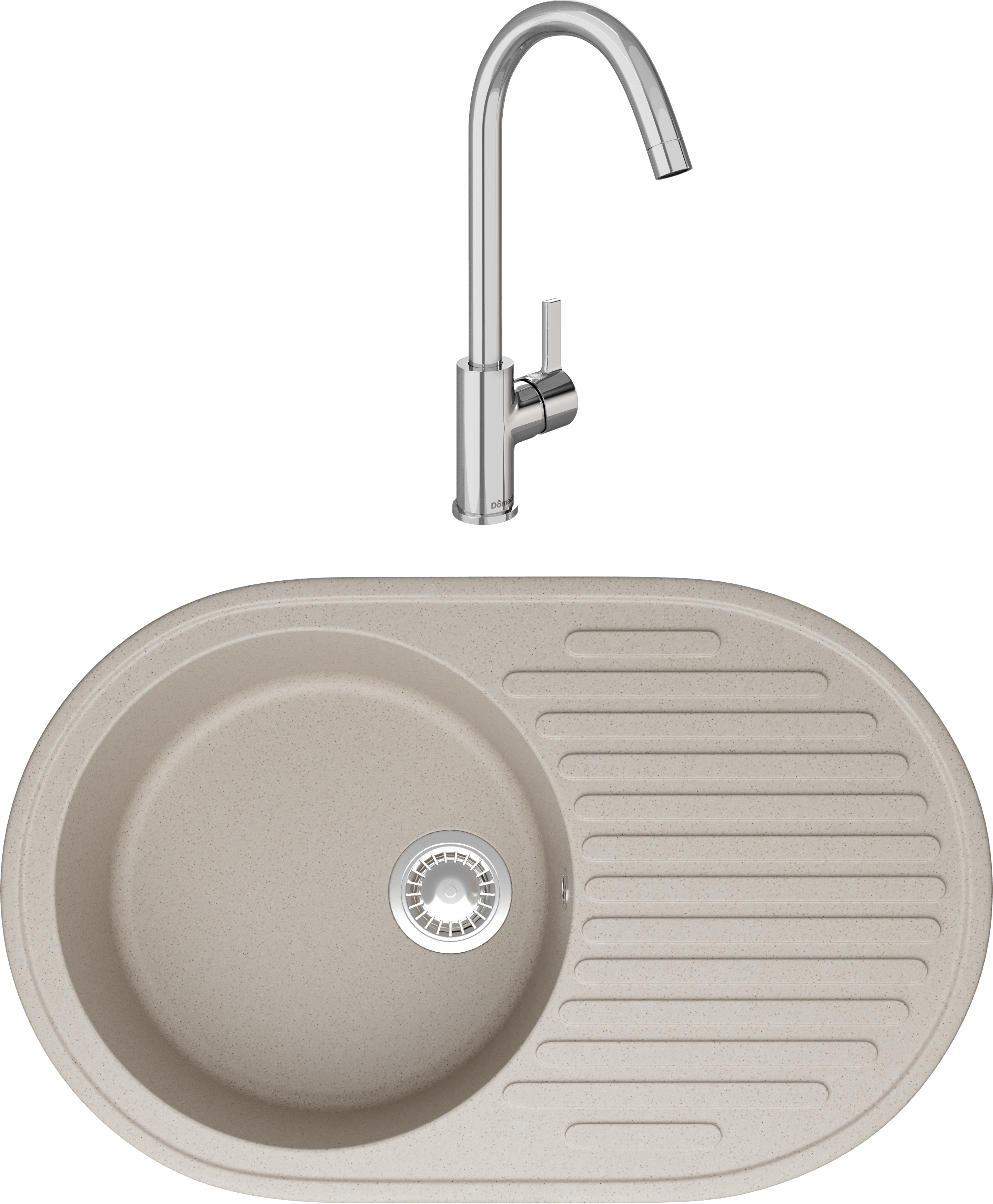 Комплект Мойка Domaci Болонья М-11-003 бежевая + Смеситель Ливорно 33080-229/1GB-IG11