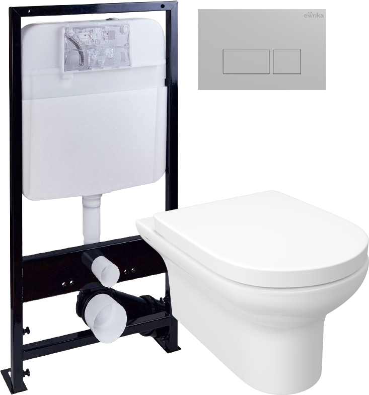 Комплект Унитаз подвесной STWORKI Хаммель HDC520WH с микролифтом + Инсталляция EWRIKA ProLT 0026-2020 + Кнопка 0040 хром матовый