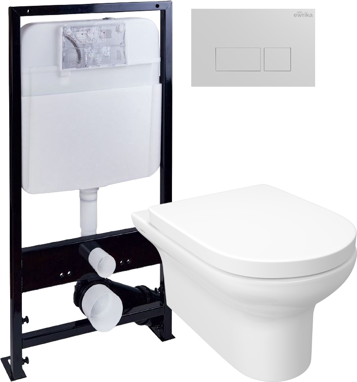 Комплект Унитаз подвесной STWORKI Хаммель HDC520WH с микролифтом + Инсталляция EWRIKA ProLT 0026-2020 + Кнопка 0042 белая