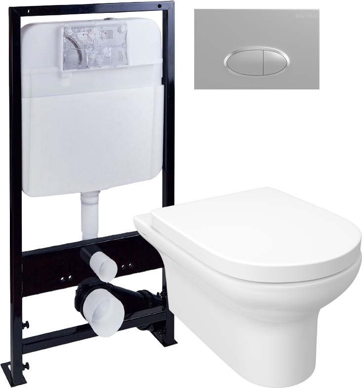 Комплект Унитаз подвесной STWORKI Хаммель HDC520WH с микролифтом + Инсталляция EWRIKA ProLT 0026-2020 + Кнопка 0050 хром матовый
