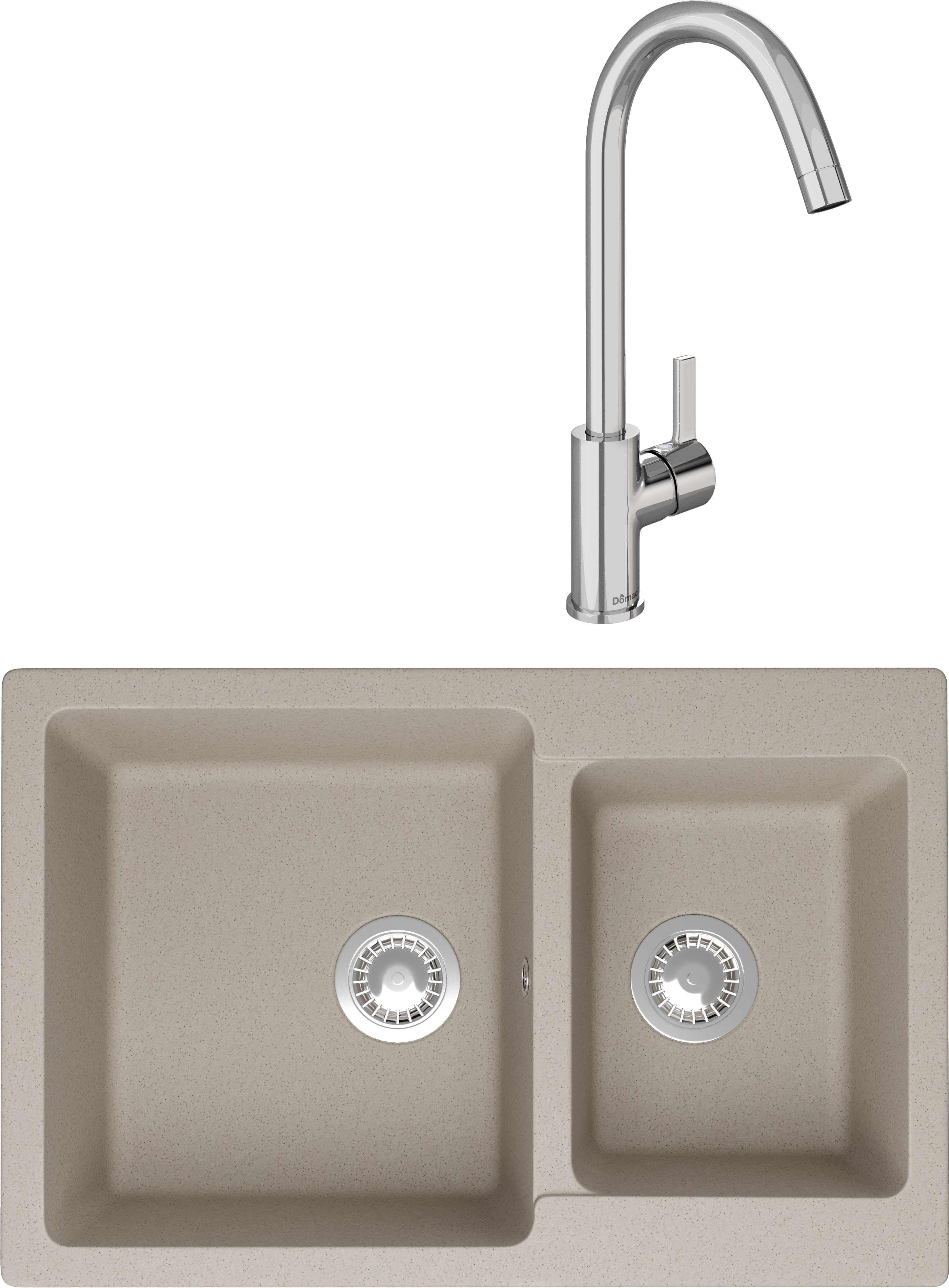 Комплект Мойка Domaci Болонья М-191-003 бежевая + Смеситель Ливорно 33080-229/1GB-IG11