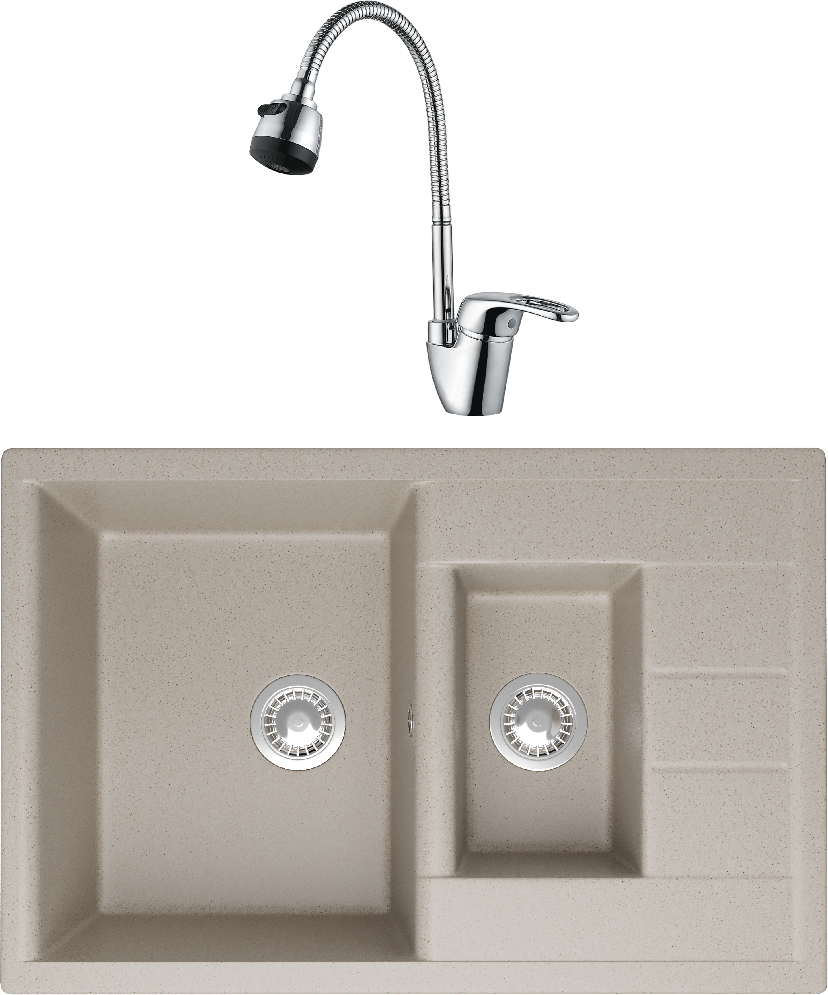 Комплект Мойка Domaci Болонья М-210-003 бежевая + Смеситель Ливорно WFD04163B