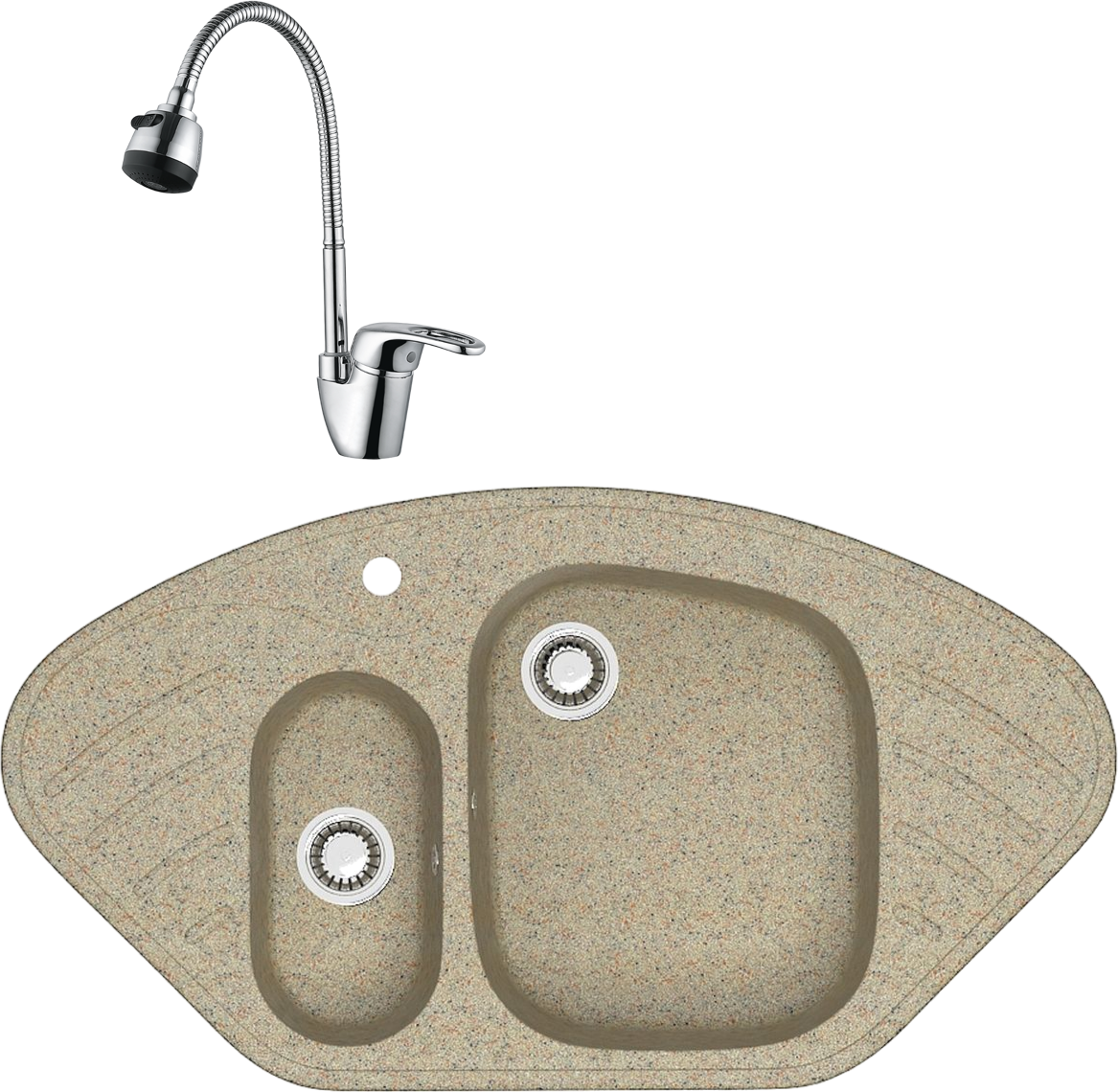 Комплект Мойка Domaci Болонья М-23-004 песочная + Смеситель Ливорно WFD04163B