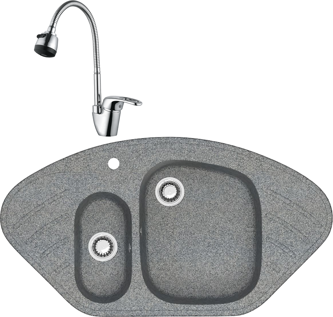Комплект Мойка Domaci Болонья М-23-005 серая + Смеситель Ливорно WFD04163B