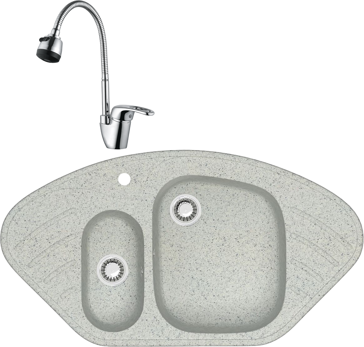 Комплект Мойка Domaci Болонья М-23-006 светло-серая + Смеситель Ливорно WFD04163B