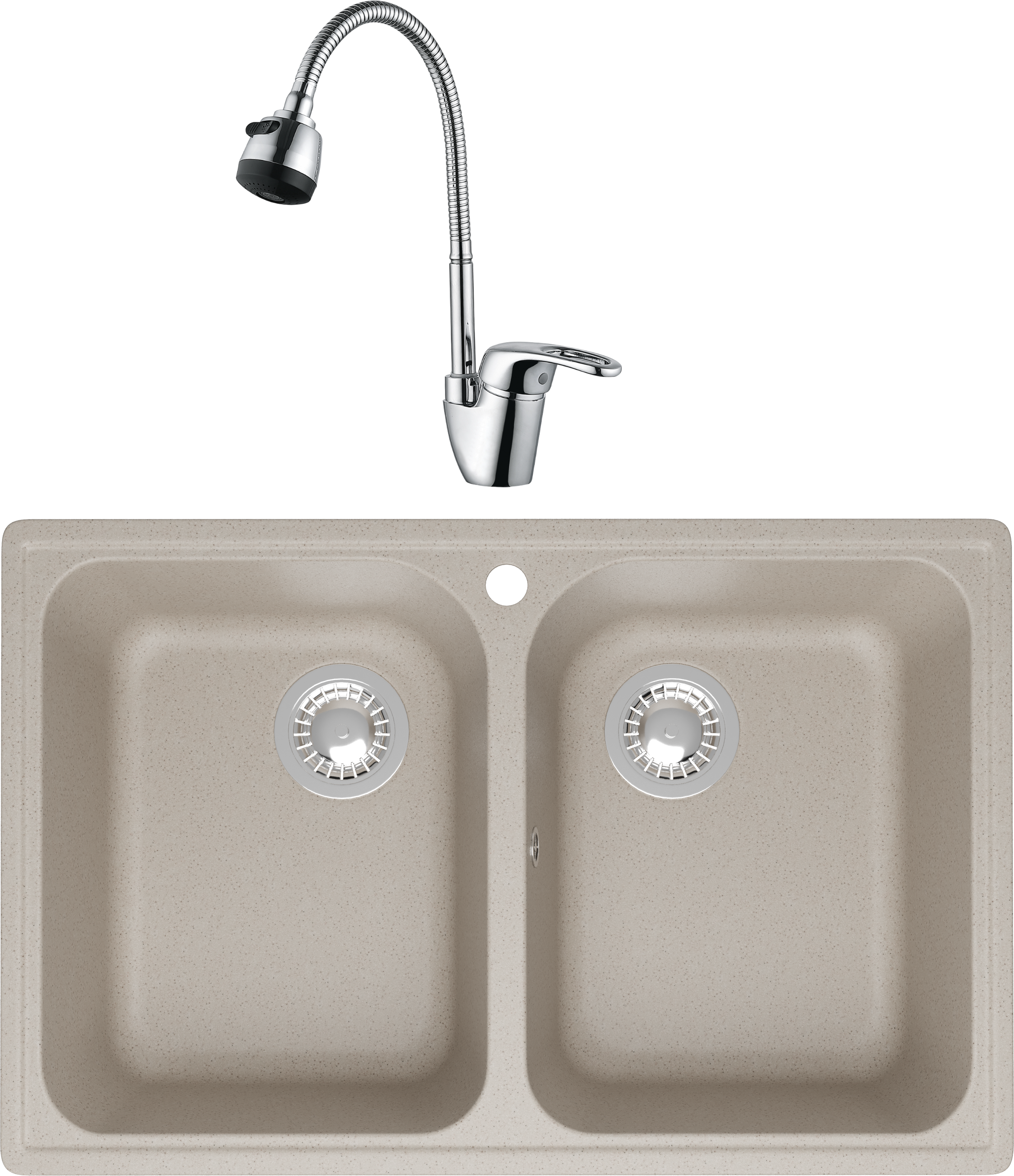 Комплект Мойка Domaci Болонья М-260-003 бежевая + Смеситель Ливорно WFD04163B