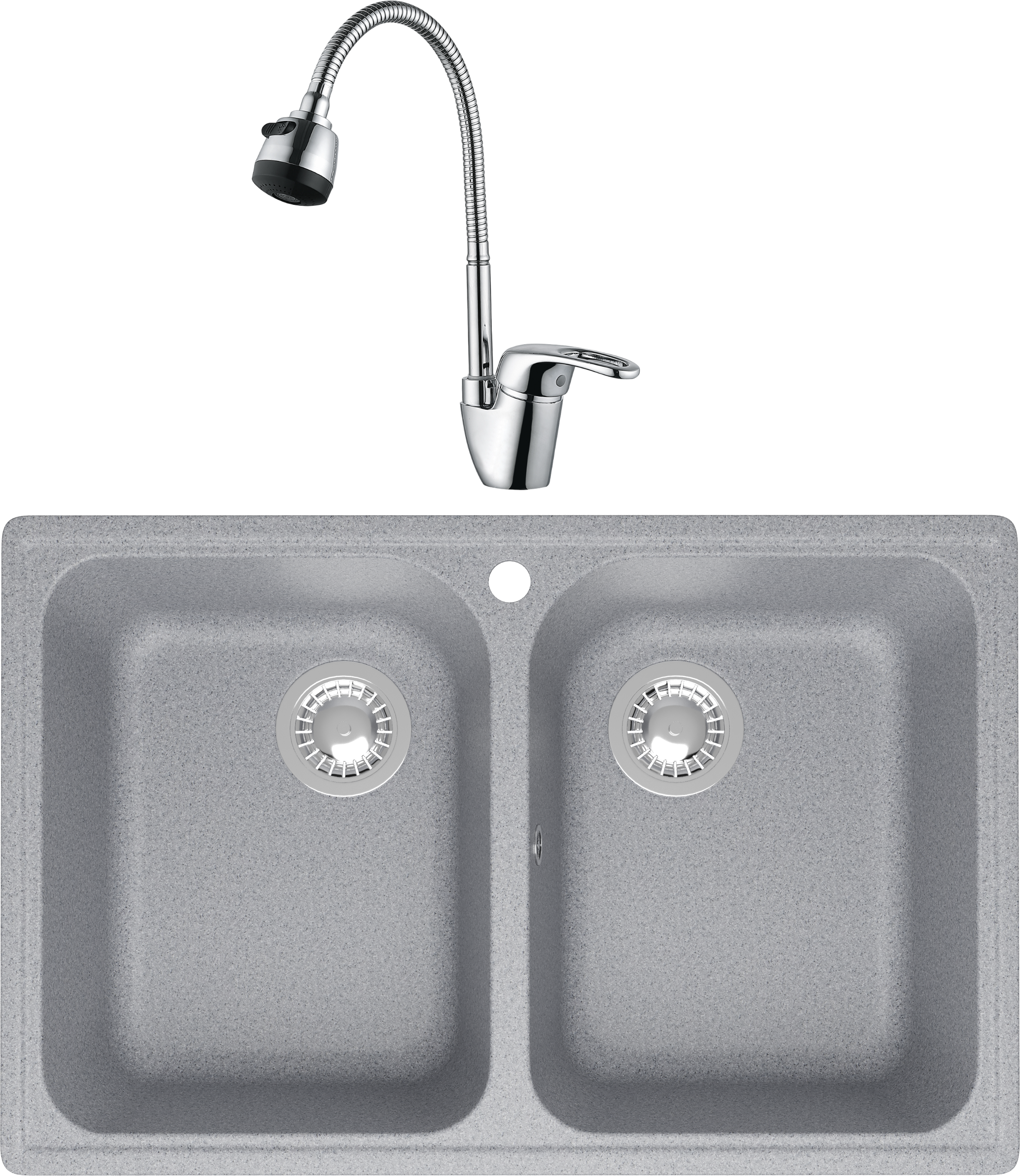 Комплект Мойка Domaci Болонья М-260-005 серая + Смеситель Ливорно WFD04163B