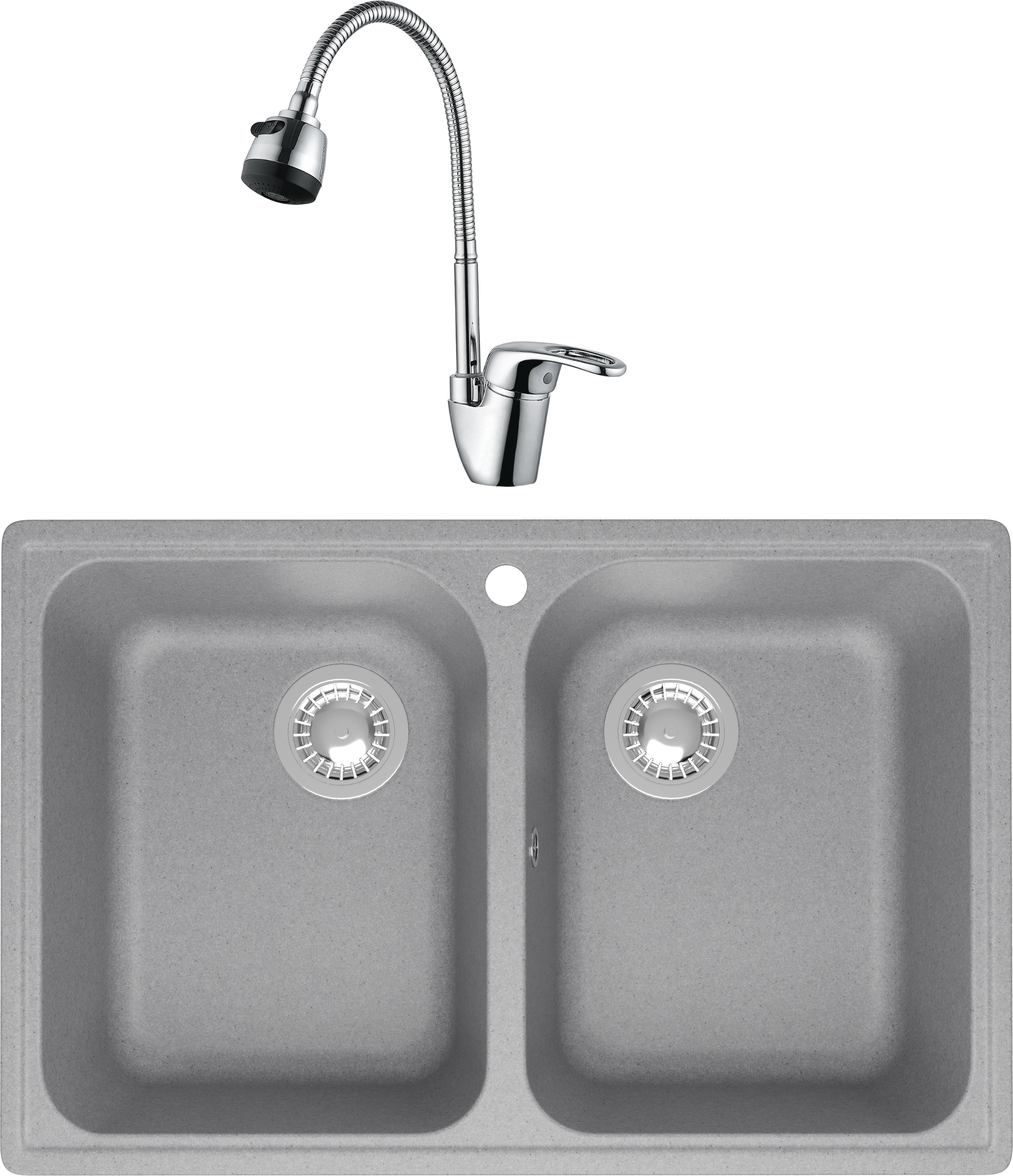 Комплект Мойка Domaci Болонья М-260-006 светло-серая + Смеситель Ливорно WFD04163B