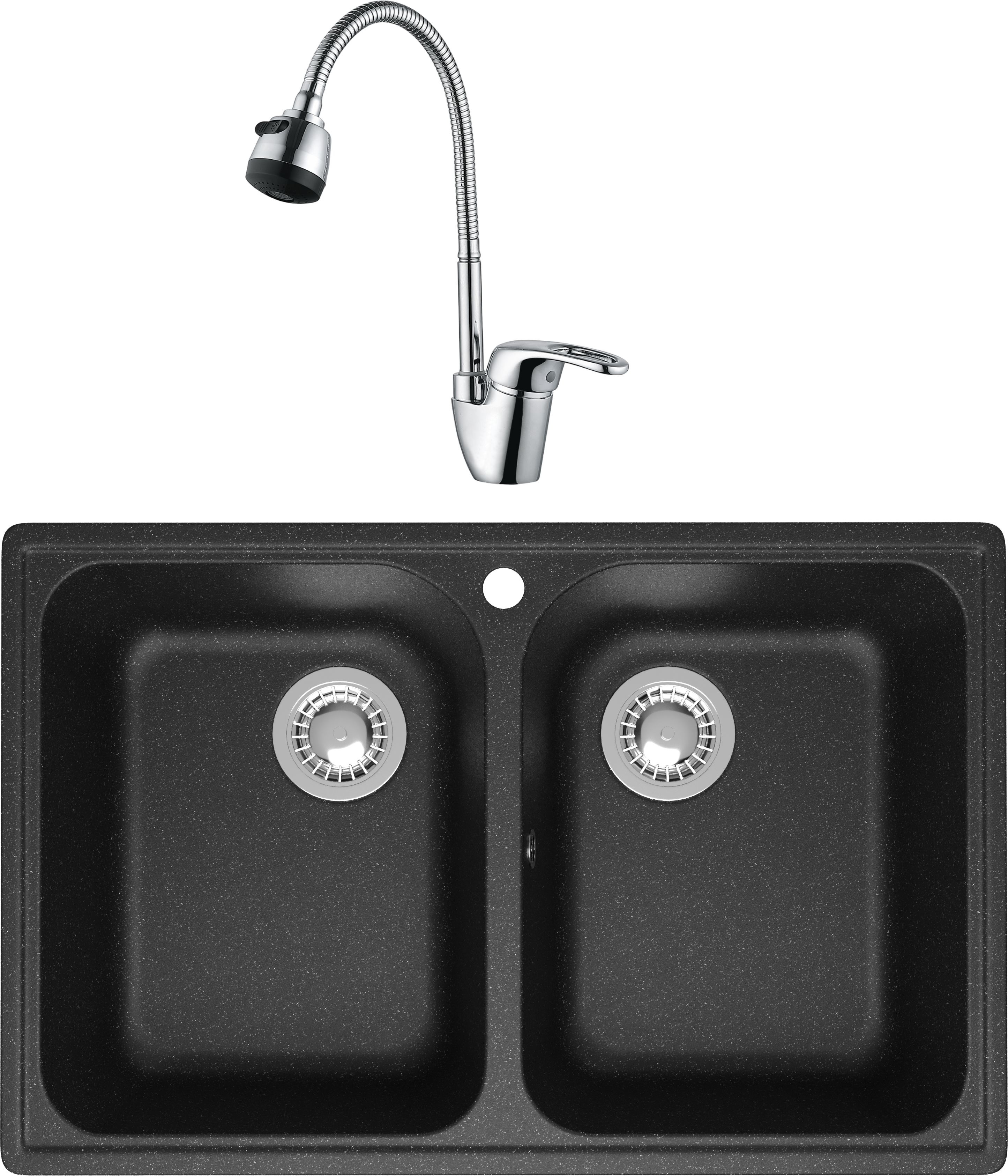 Комплект Мойка Domaci Болонья М-260-007 антрацит + Смеситель Ливорно WFD04163B