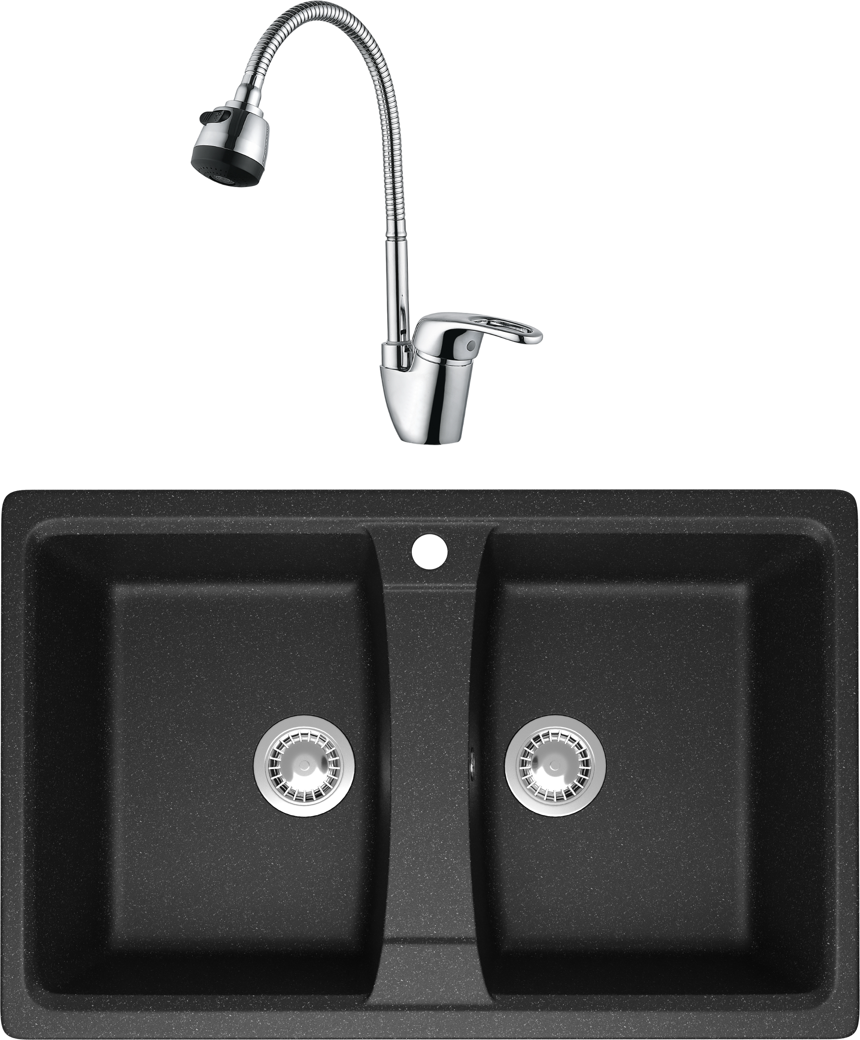 Комплект Мойка Domaci Болонья М-26-007 антрацит + Смеситель Ливорно WFD04163B