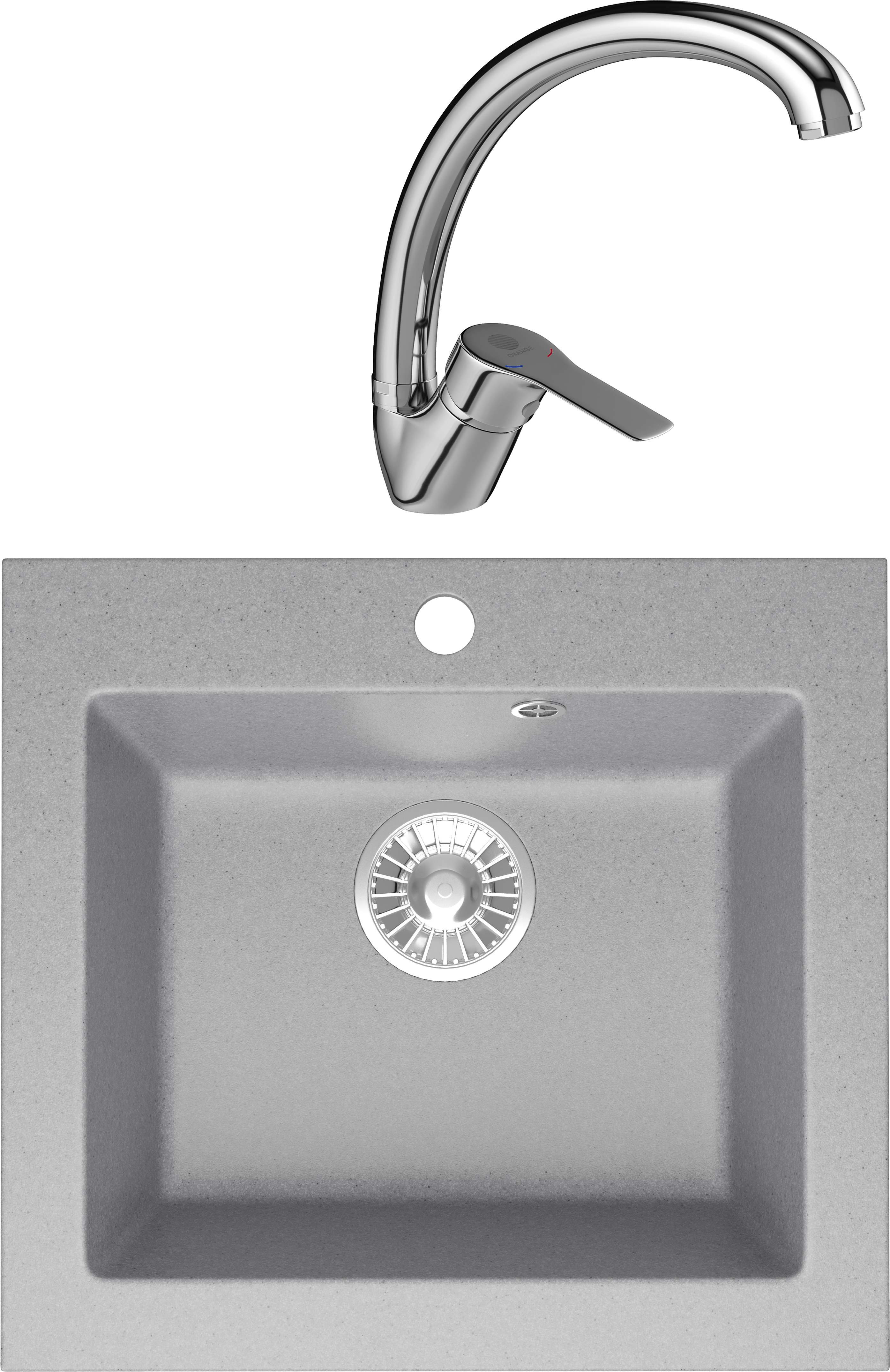 Комплект Мойка Domaci Болонья М-35-006 светло-серая + Смеситель Равенна D45-002cr