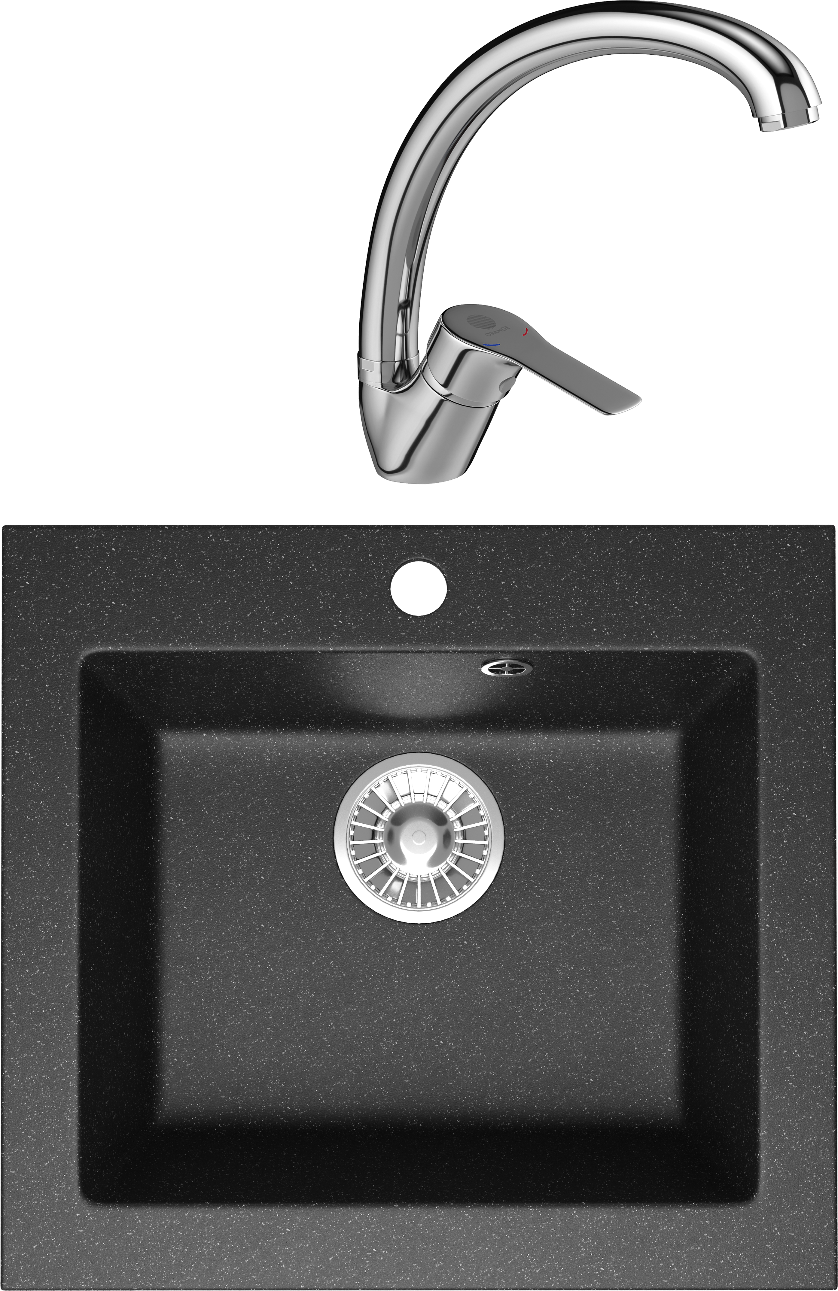 Комплект Мойка Domaci Болонья М-35-007 антрацит + Смеситель Равенна D45-002cr