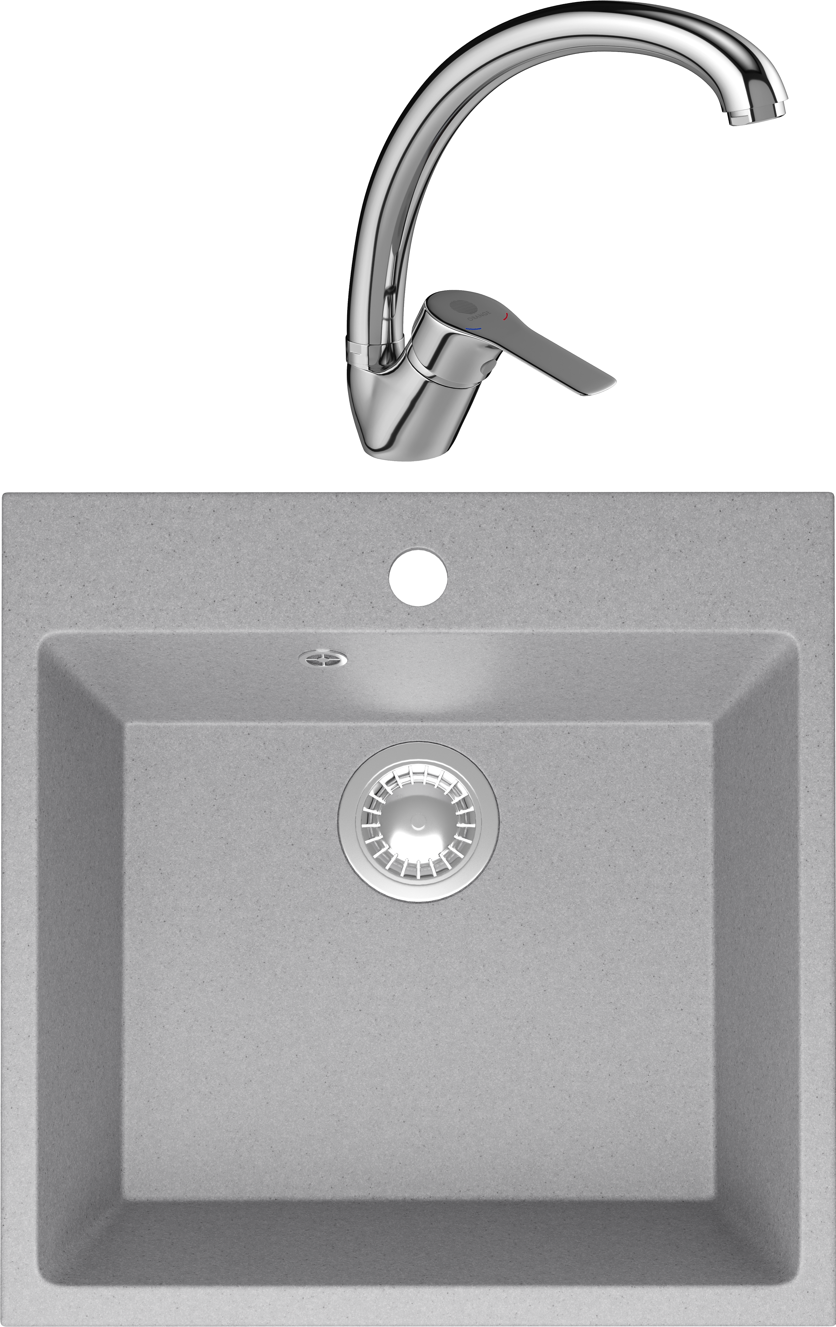 Комплект Мойка Domaci Болонья М-42-006 светло-серая + Смеситель Равенна D45-002cr