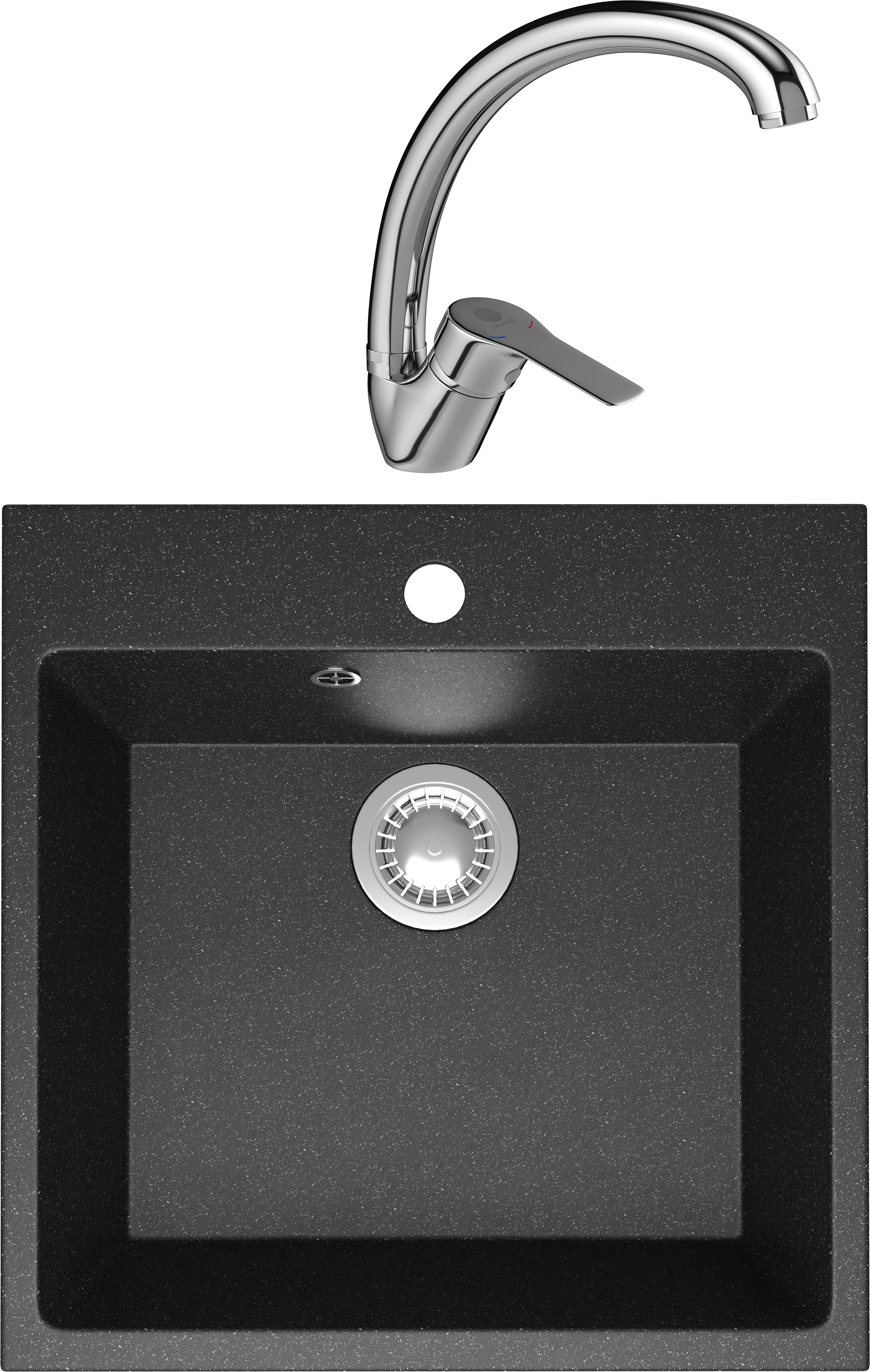 Комплект Мойка Domaci Болонья М-42-007 антрацит + Смеситель Равенна D45-002cr