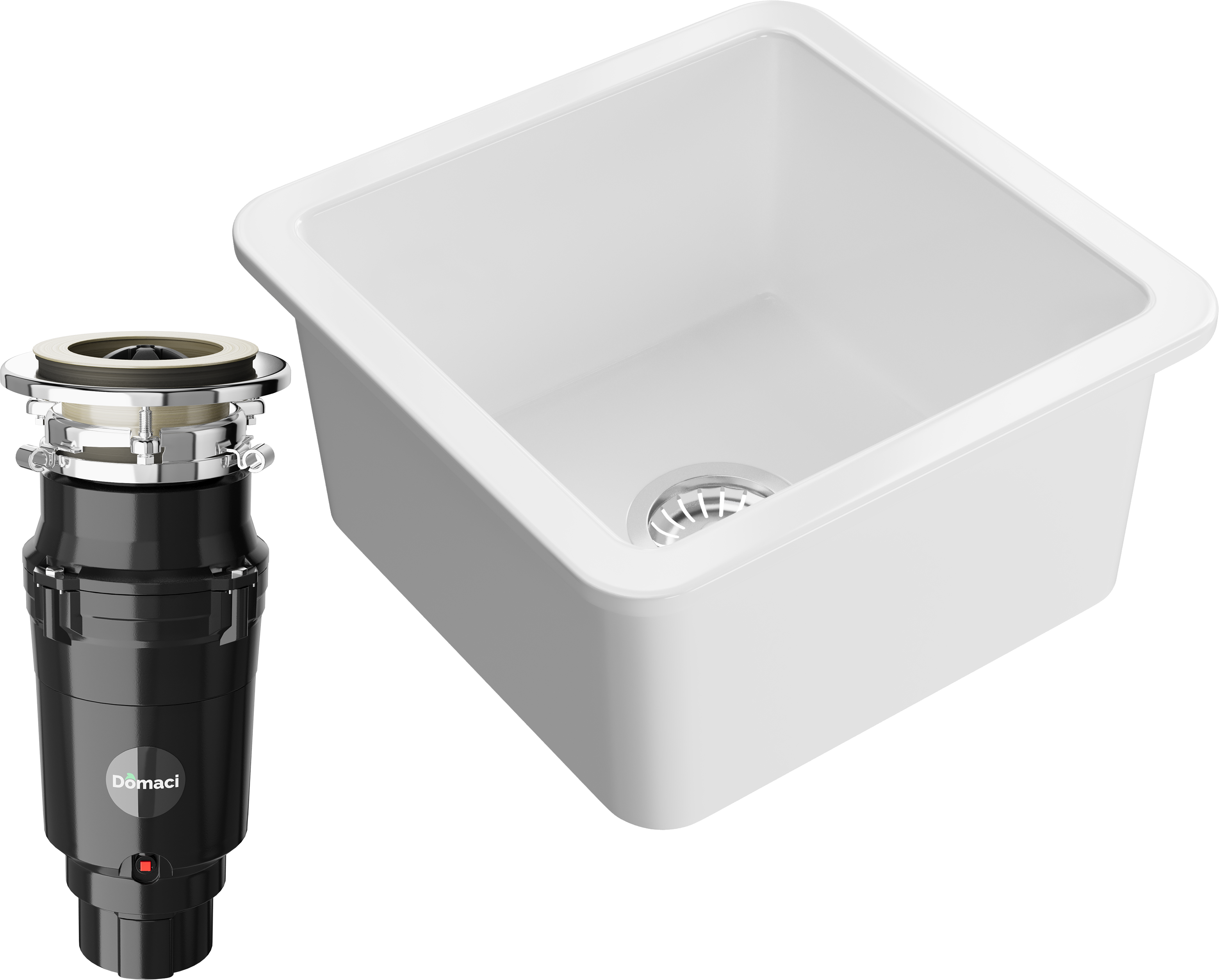 Комплект Мойка кухонная Domaci Сиена 50345-101 белый глянец + Измельчитель Равенна Vento Plus 560