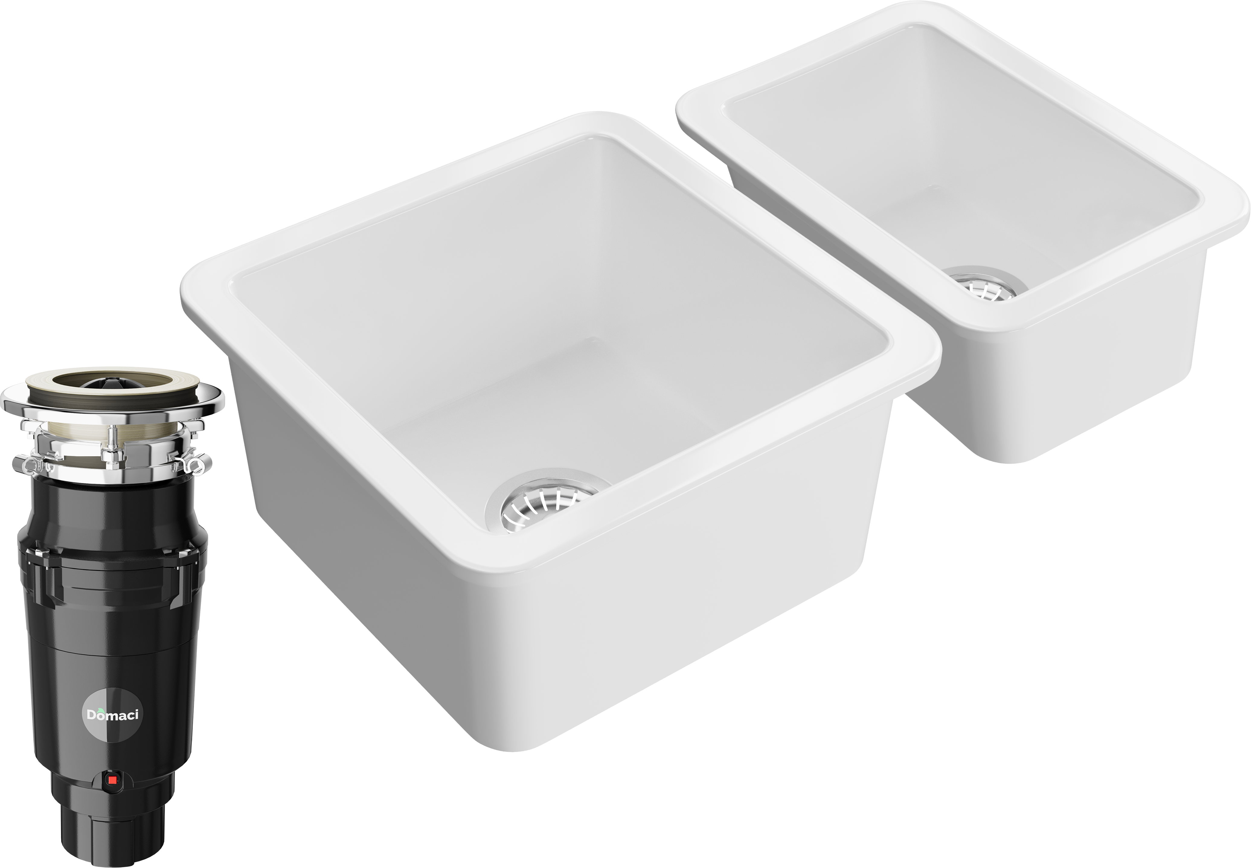 Комплект Мойка кухонная Domaci Сиена 50345-101 белый глянец + Мойка 50325-101 белый глянец + Измельчитель Равенна Vento Plus 560