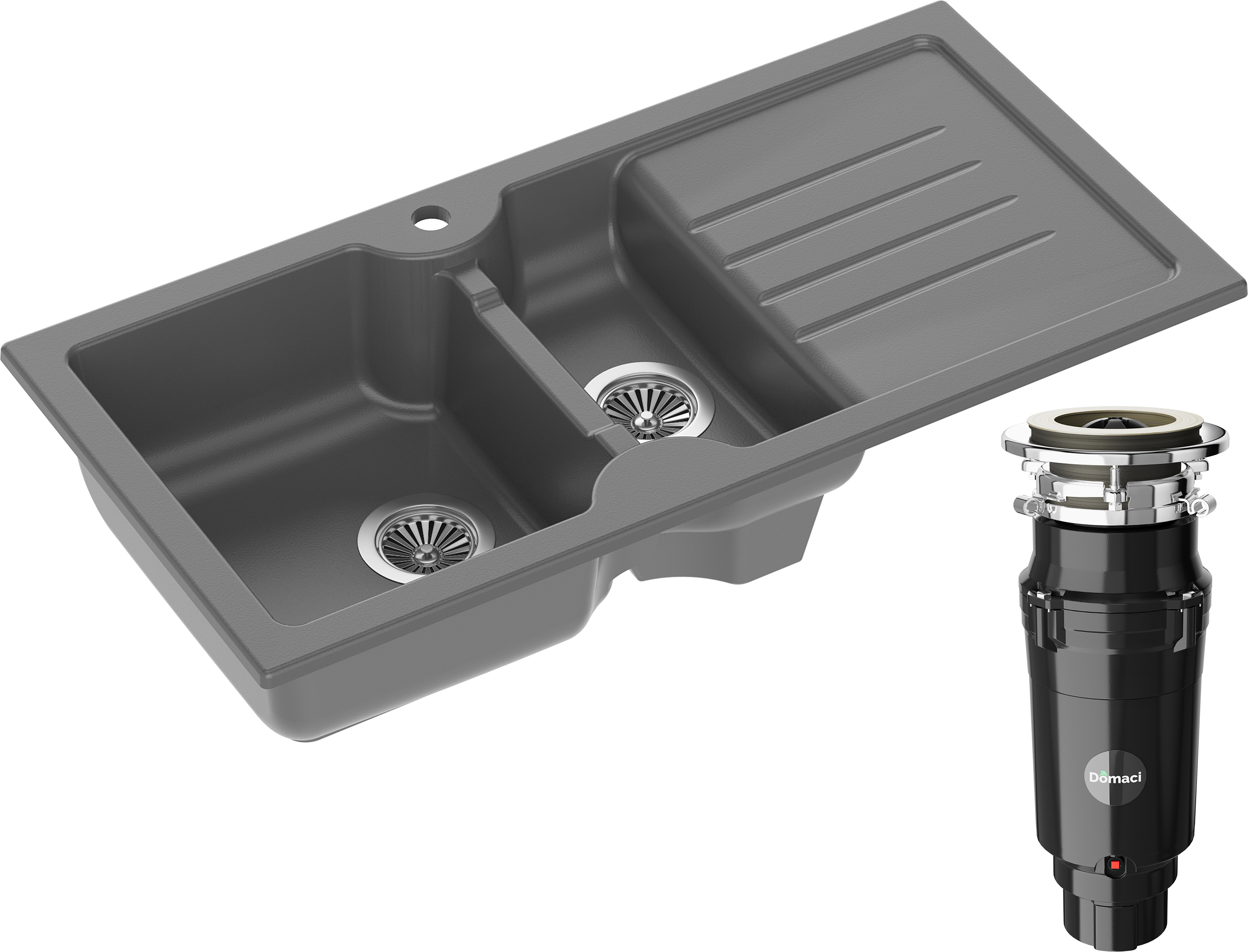Комплект Мойка Domaci Сиена 54100-112 антрацит + Измельчитель Равенна Vento Max 750