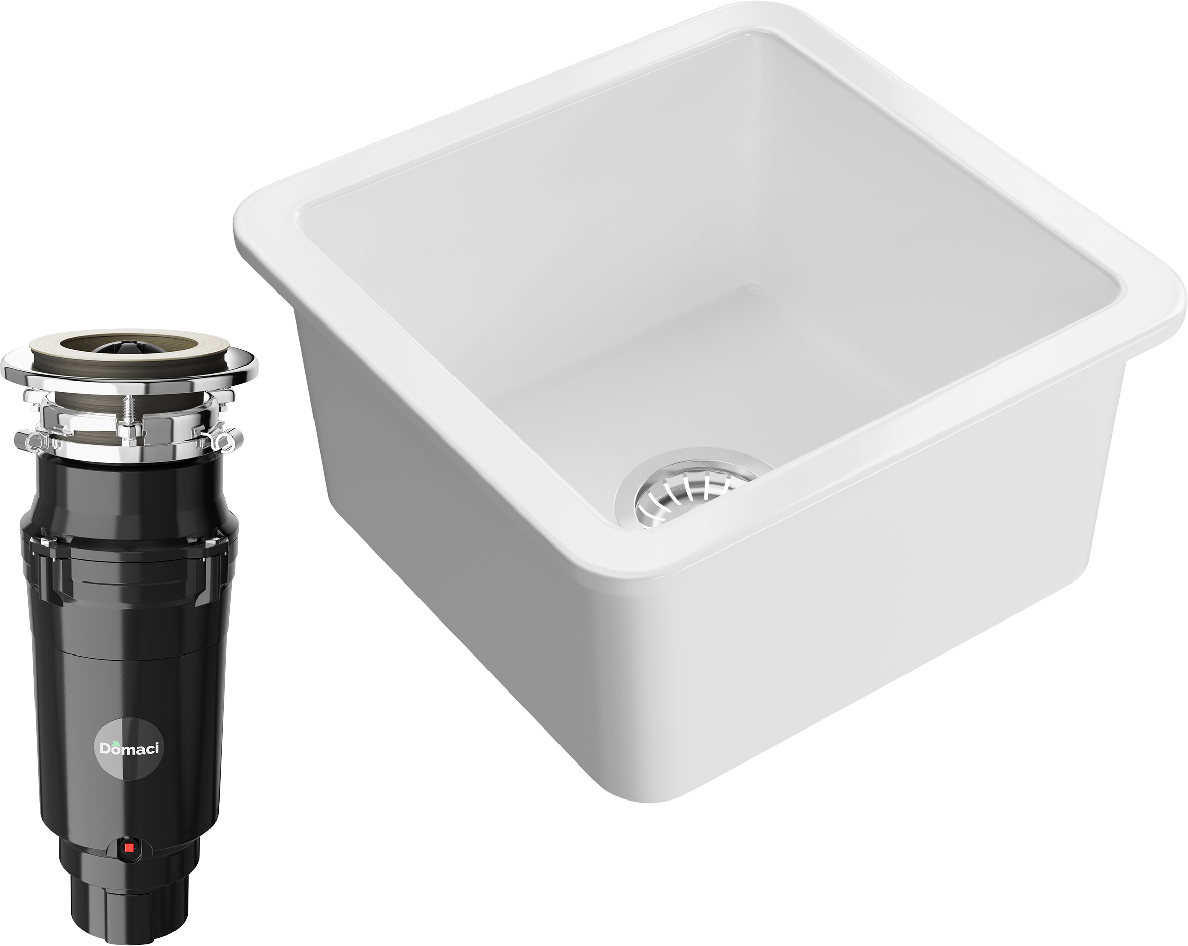 Комплект Мойка кухонная Domaci Сиена 50345-101 белый глянец + Измельчитель Равенна Vento Max 750