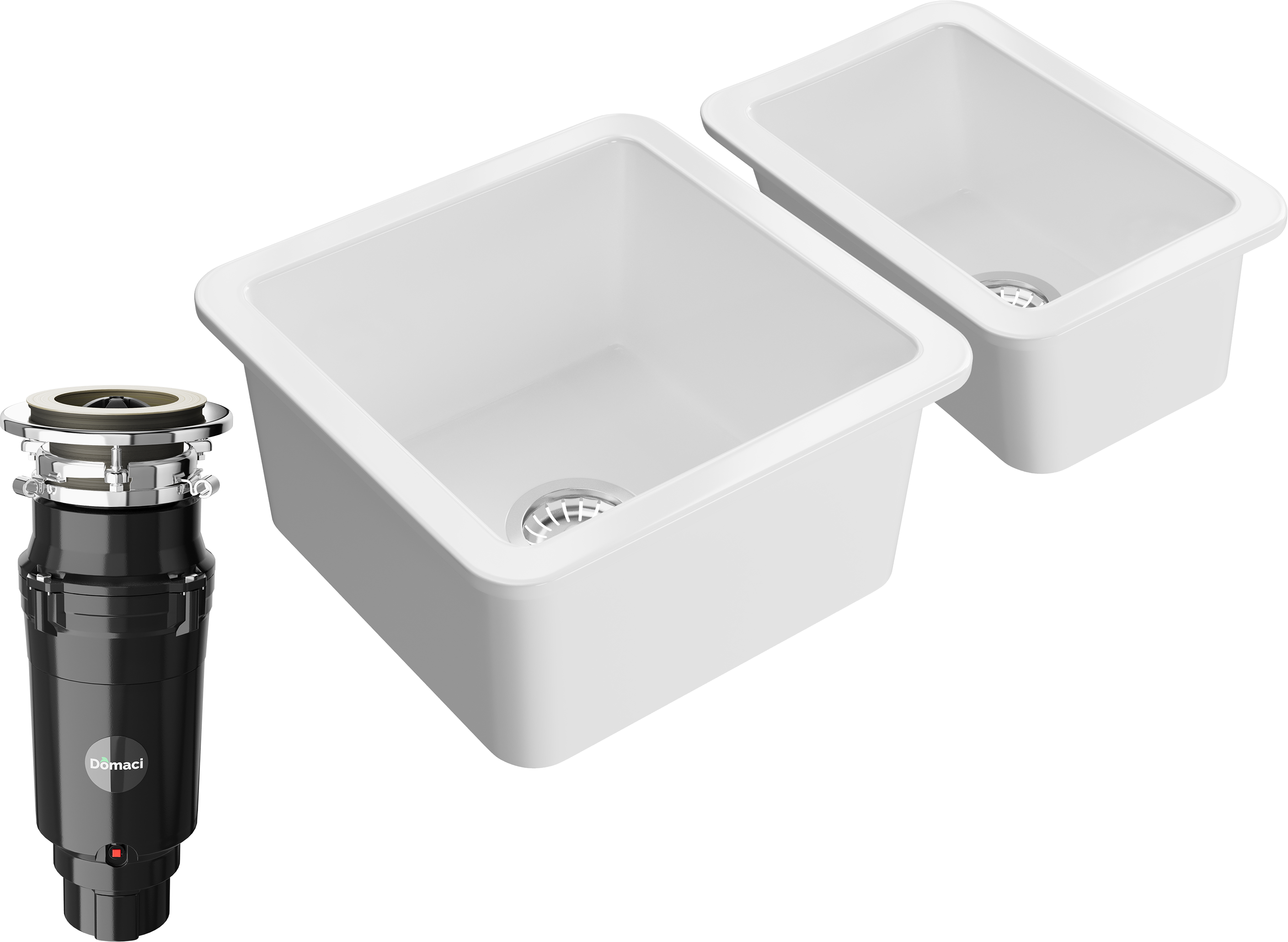 Комплект Мойка кухонная Domaci Сиена 50345-101 белый глянец + Мойка 50325-101 белый глянец + Измельчитель Равенна Vento Max 750