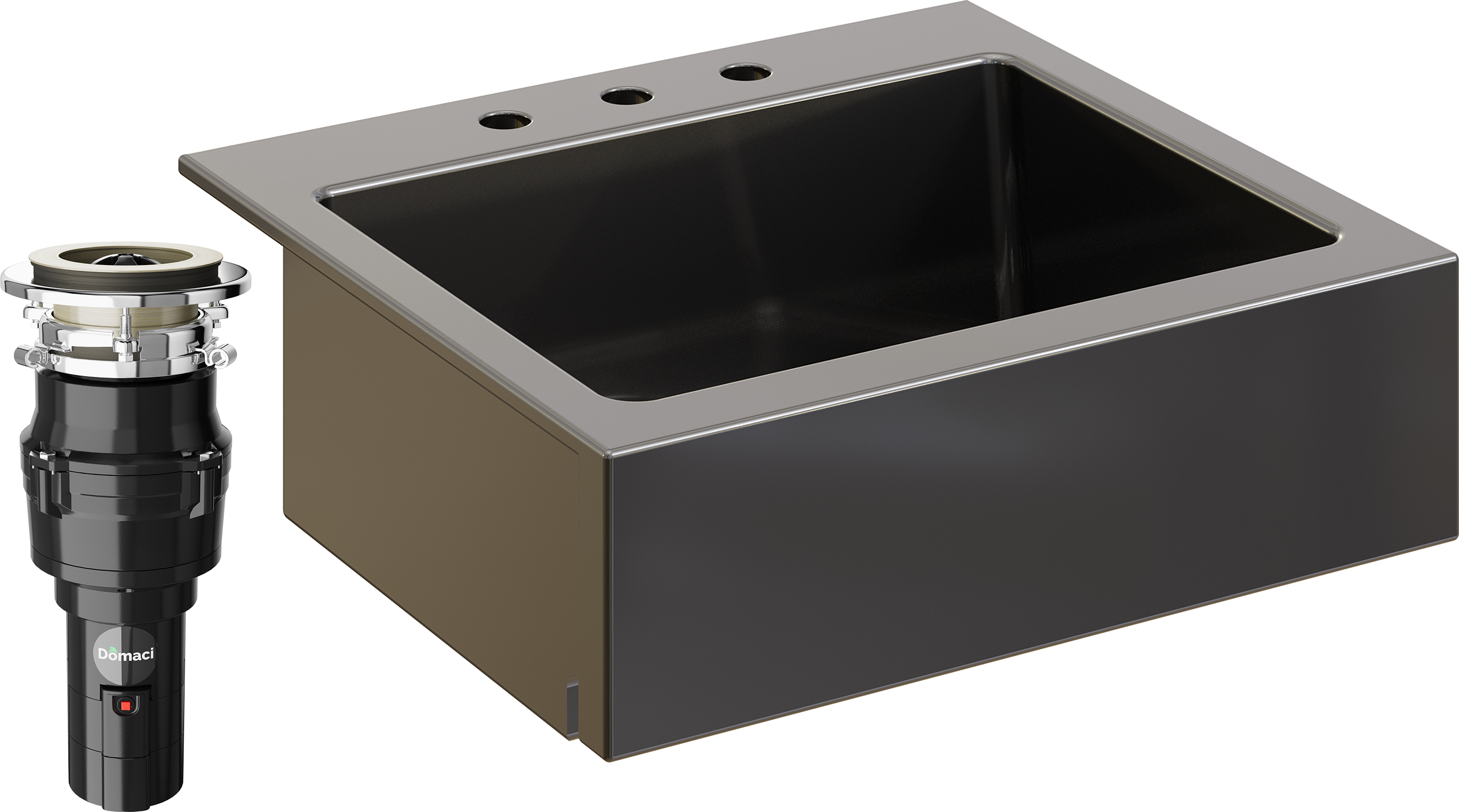 Комплект Мойка кухонная Domaci Сиена 50166-110 с 3 отверстиями, черная матовая + Измельчитель Равенна Vento 375