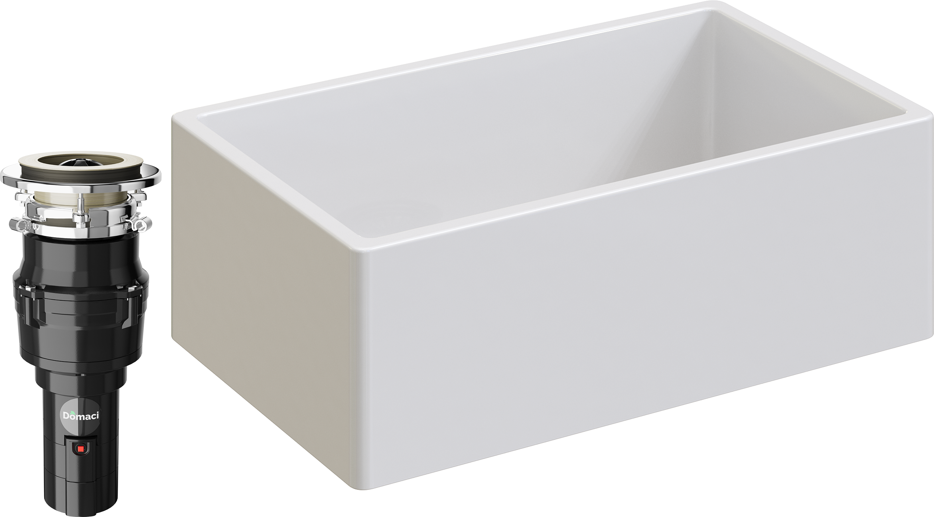 Комплект Мойка кухонная Domaci Сиена 50276-101 белый глянец + Измельчитель Равенна Vento 375
