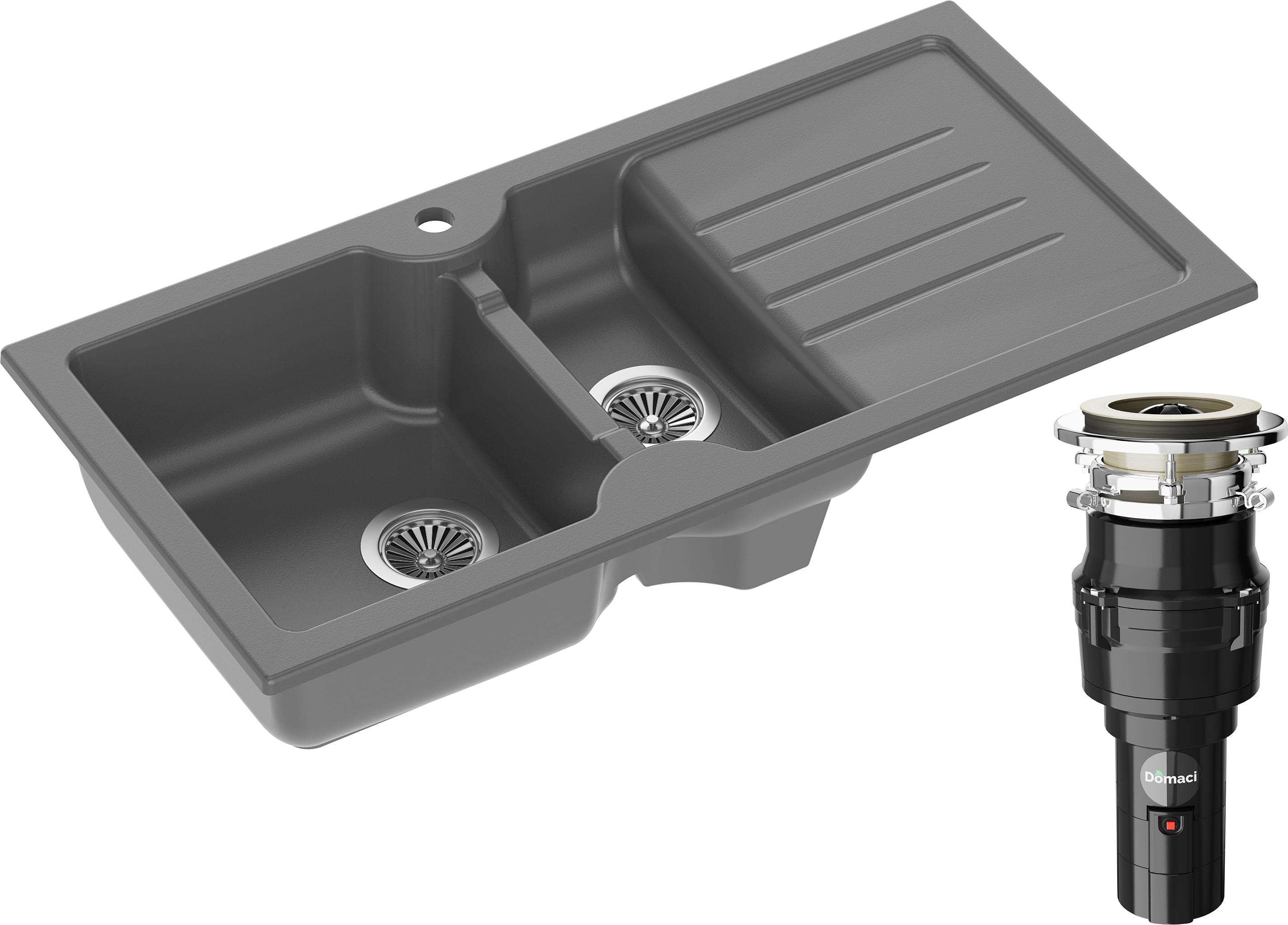 Комплект Мойка Domaci Сиена 54100-112 антрацит + Измельчитель Равенна Vento 375