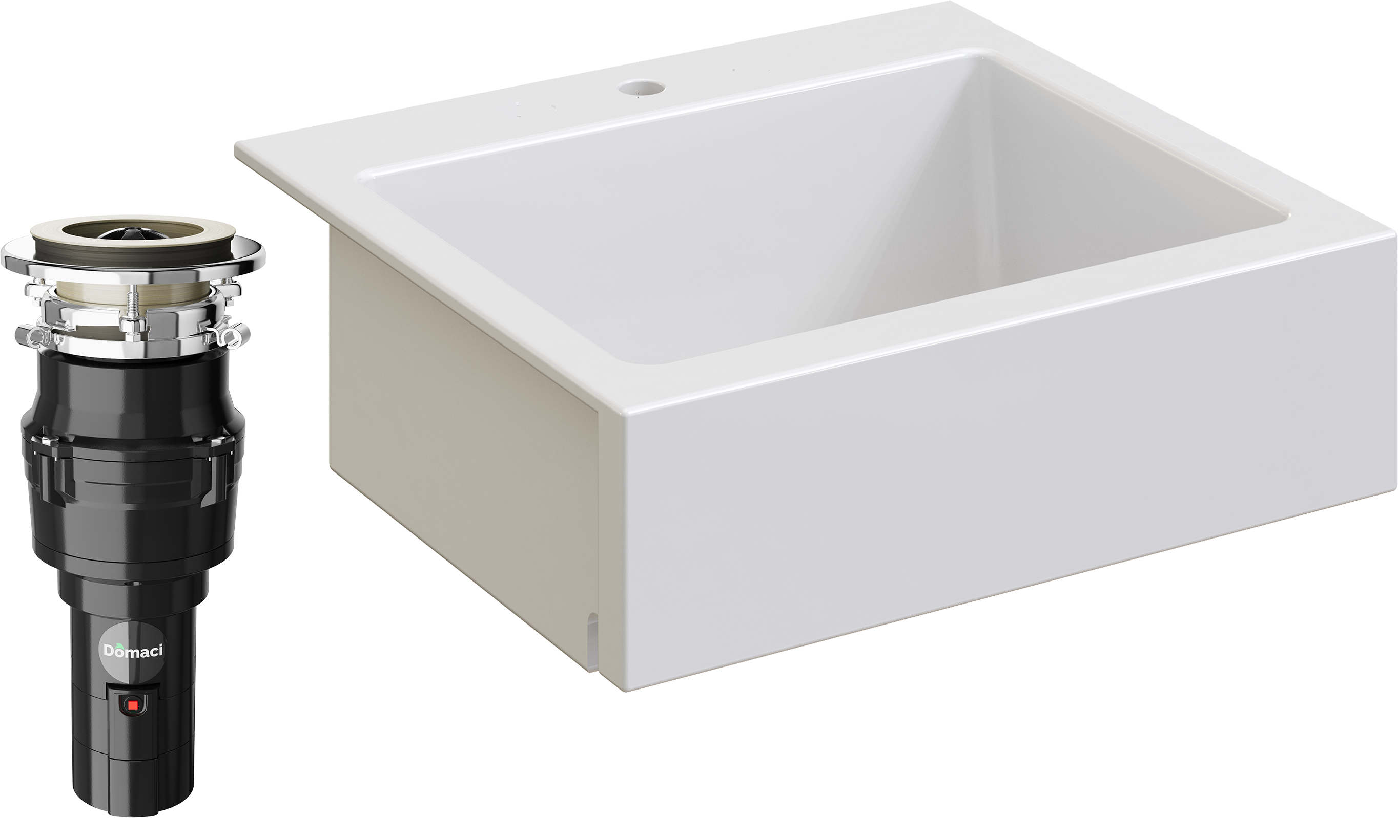 Комплект Мойка Domaci Сиена 50166-101 с 1 отверстием, белый глянец + Измельчитель Равенна Vento 375
