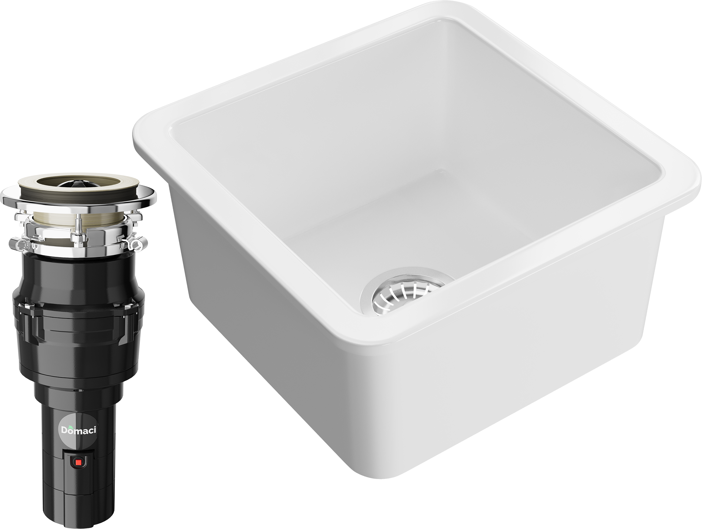 Комплект Мойка Domaci Сиена 50345-101 белый глянец + Измельчитель Равенна Vento 375
